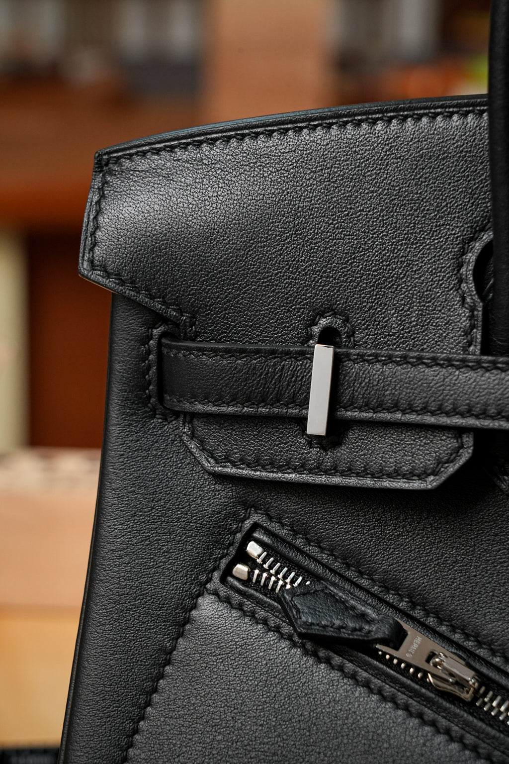 Birkin- All Handmade Golden / Sliver Noir swift leather