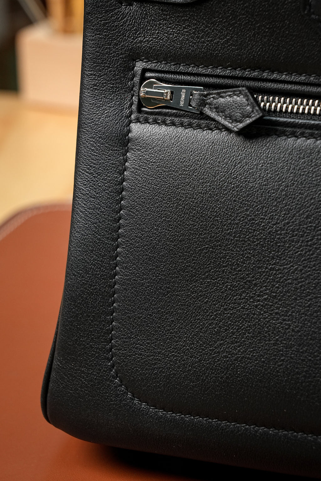 Birkin- All Handmade Golden / Sliver Noir swift leather