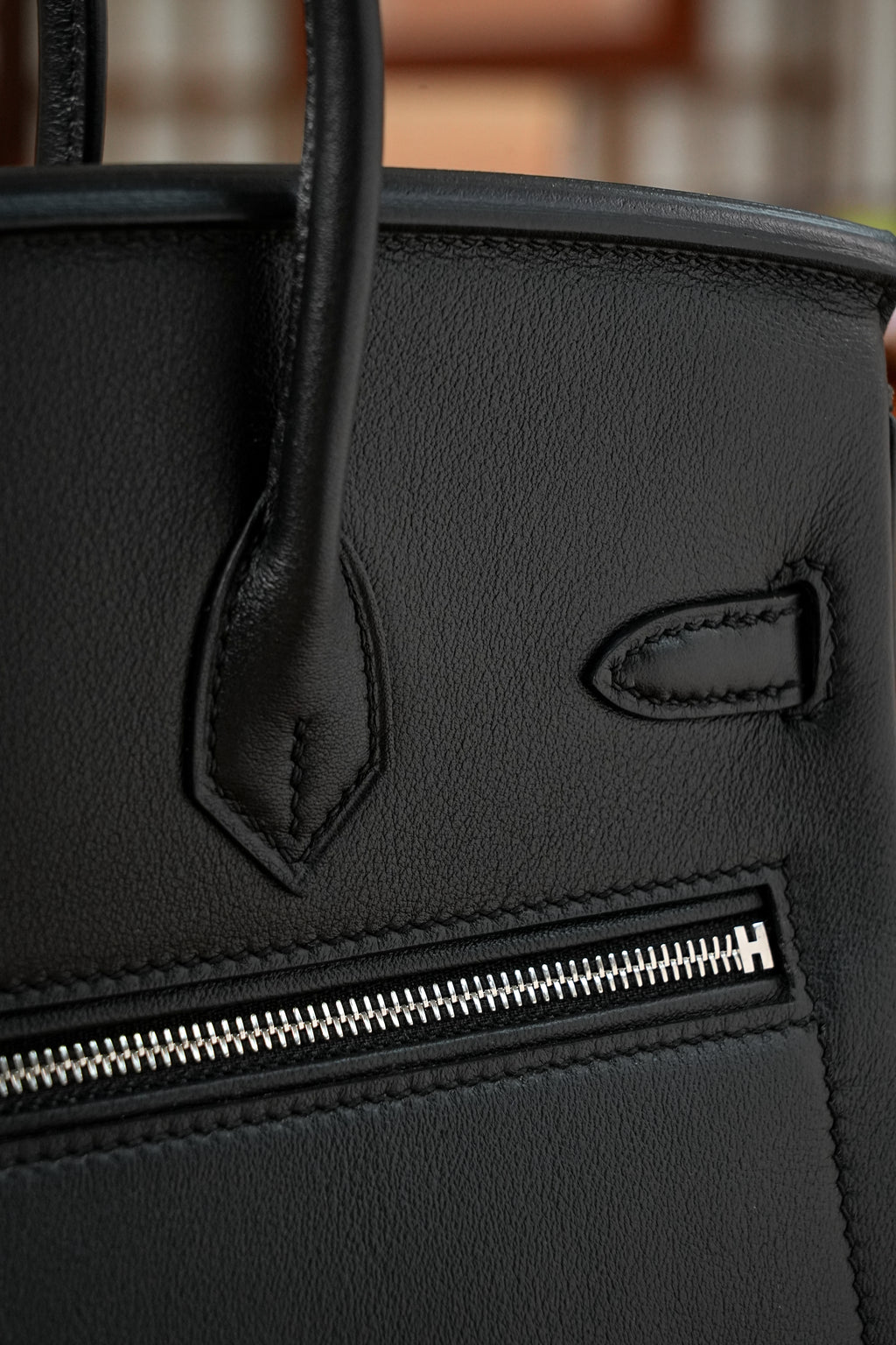 Birkin- All Handmade Golden / Sliver Noir swift leather