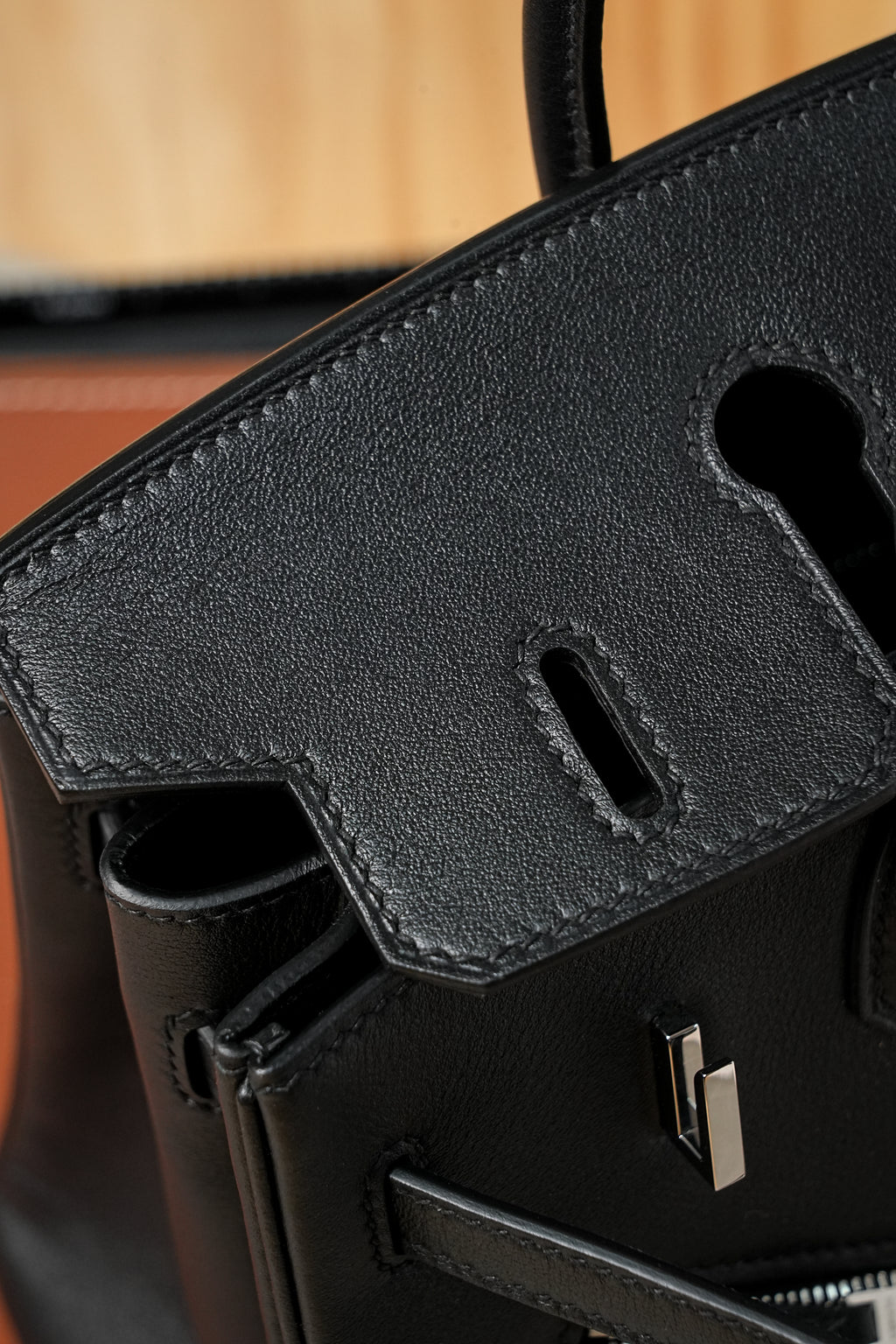 Birkin- All Handmade Golden / Sliver Noir swift leather