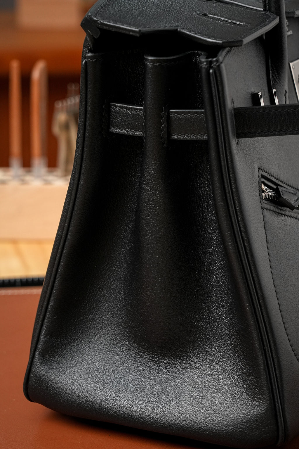 Birkin- All Handmade Golden / Sliver Noir swift leather