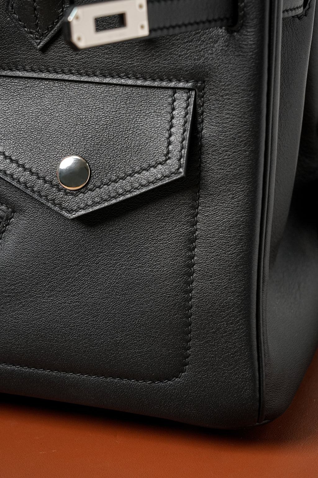 Birkin- All Handmade Golden / Sliver Noir swift leather