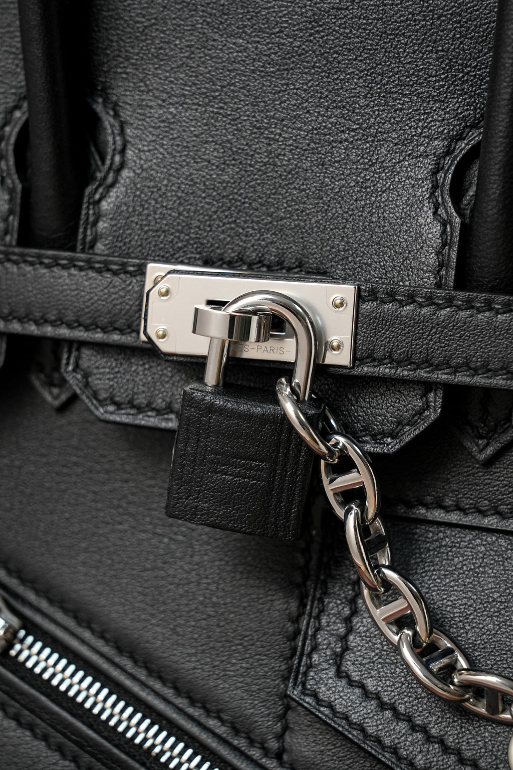 Birkin- All Handmade Golden / Sliver Noir swift leather