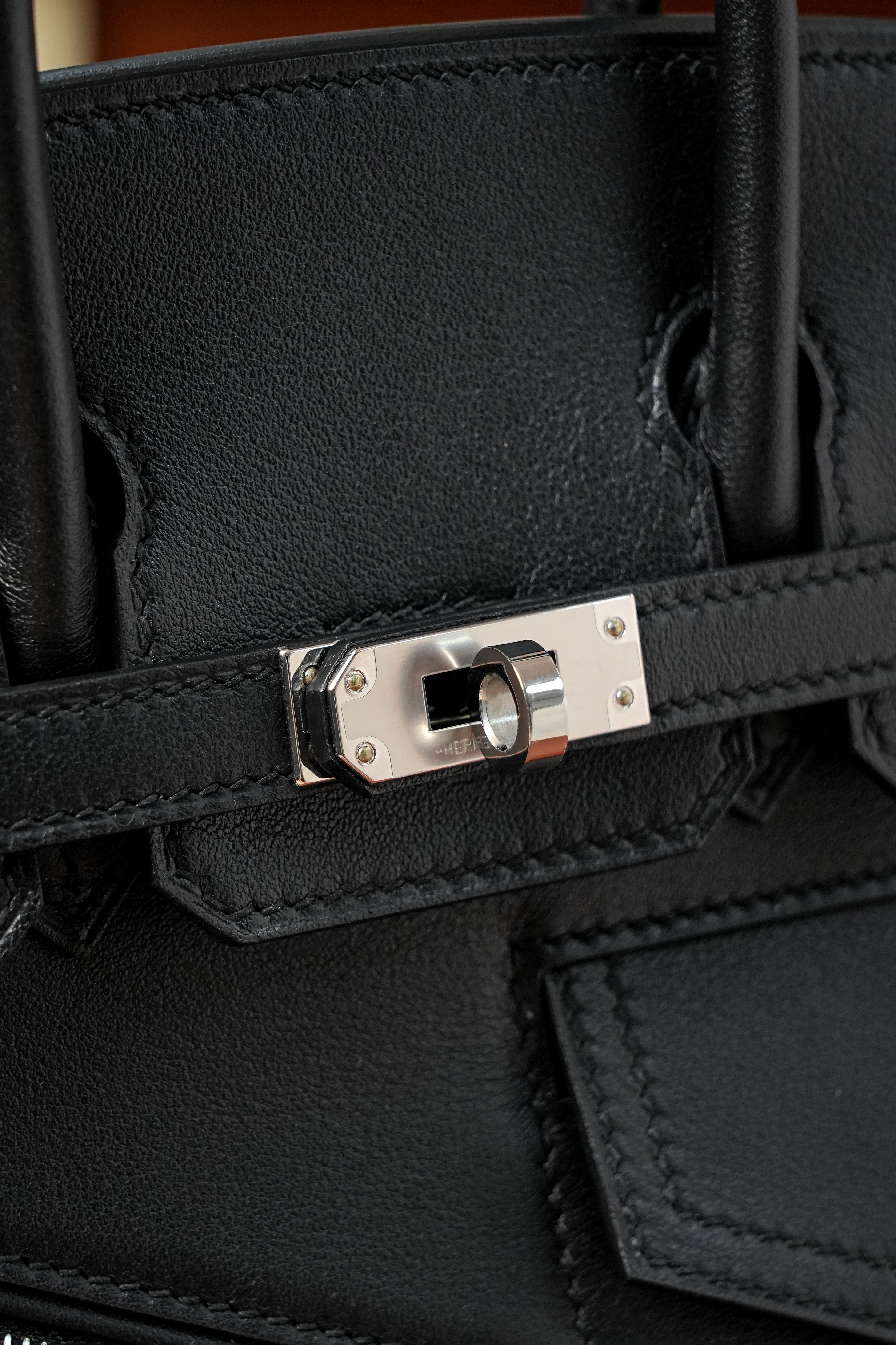 Birkin- All Handmade Golden / Sliver Noir swift leather