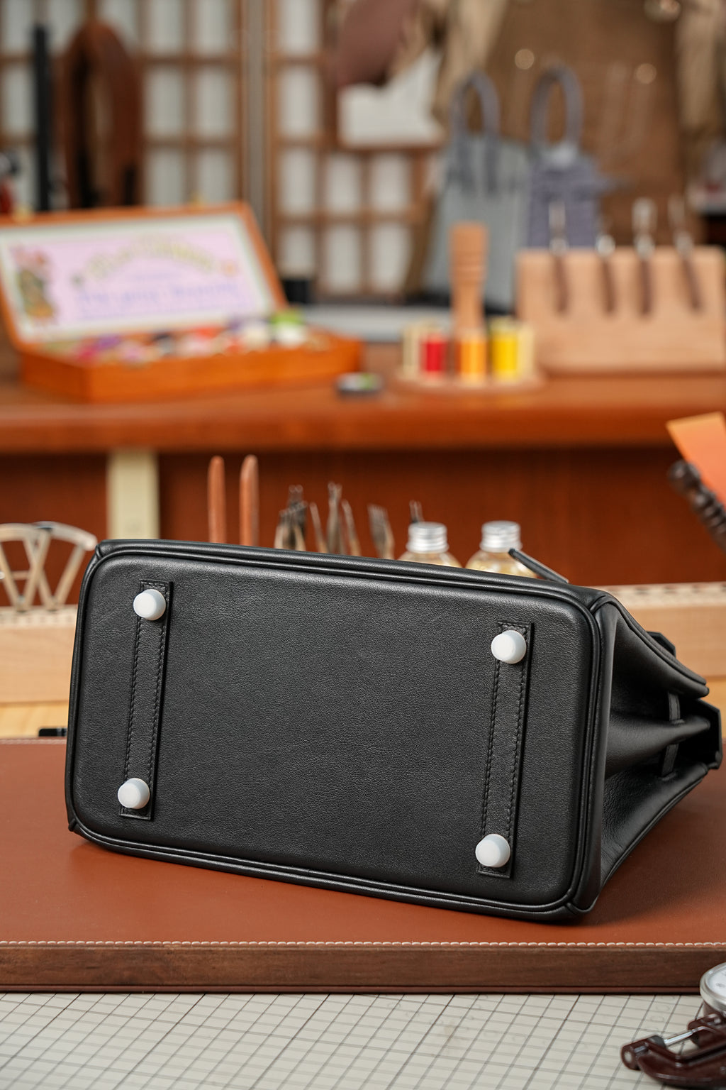 Birkin- All Handmade Golden / Sliver Noir swift leather