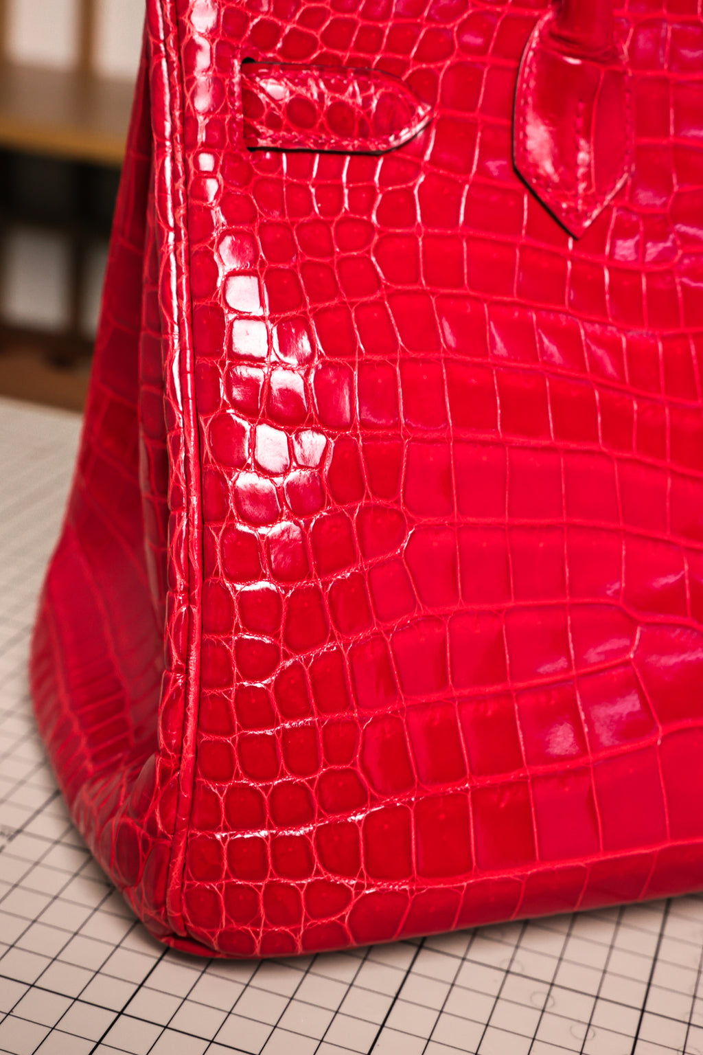 BK-2024 All Handmade Golden / Sliver Hardware Braise  Bright surface Porosus Crocodile leather