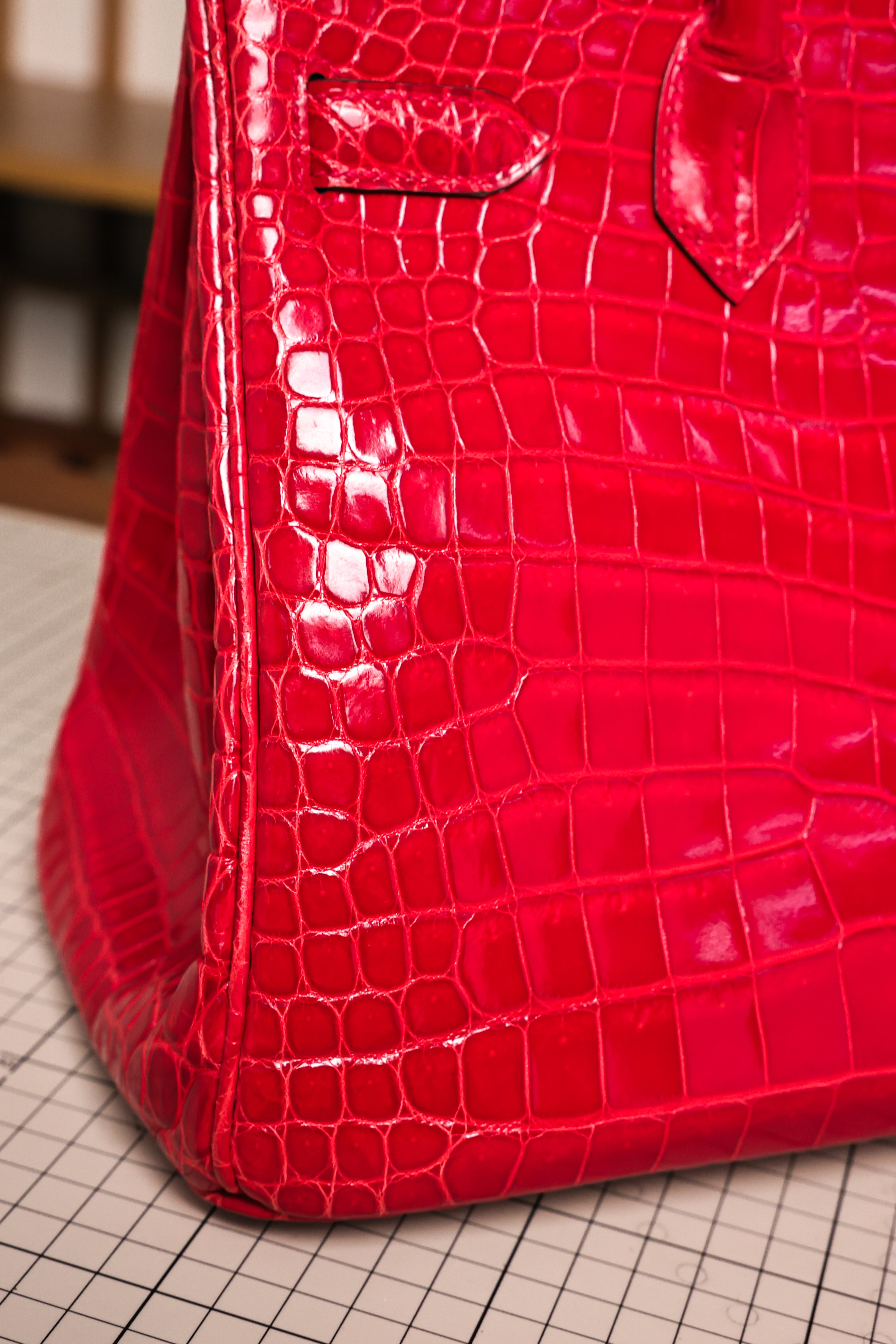 BK-2024 All Handmade Golden / Sliver Hardware Braise  Bright surface Porosus Crocodile leather