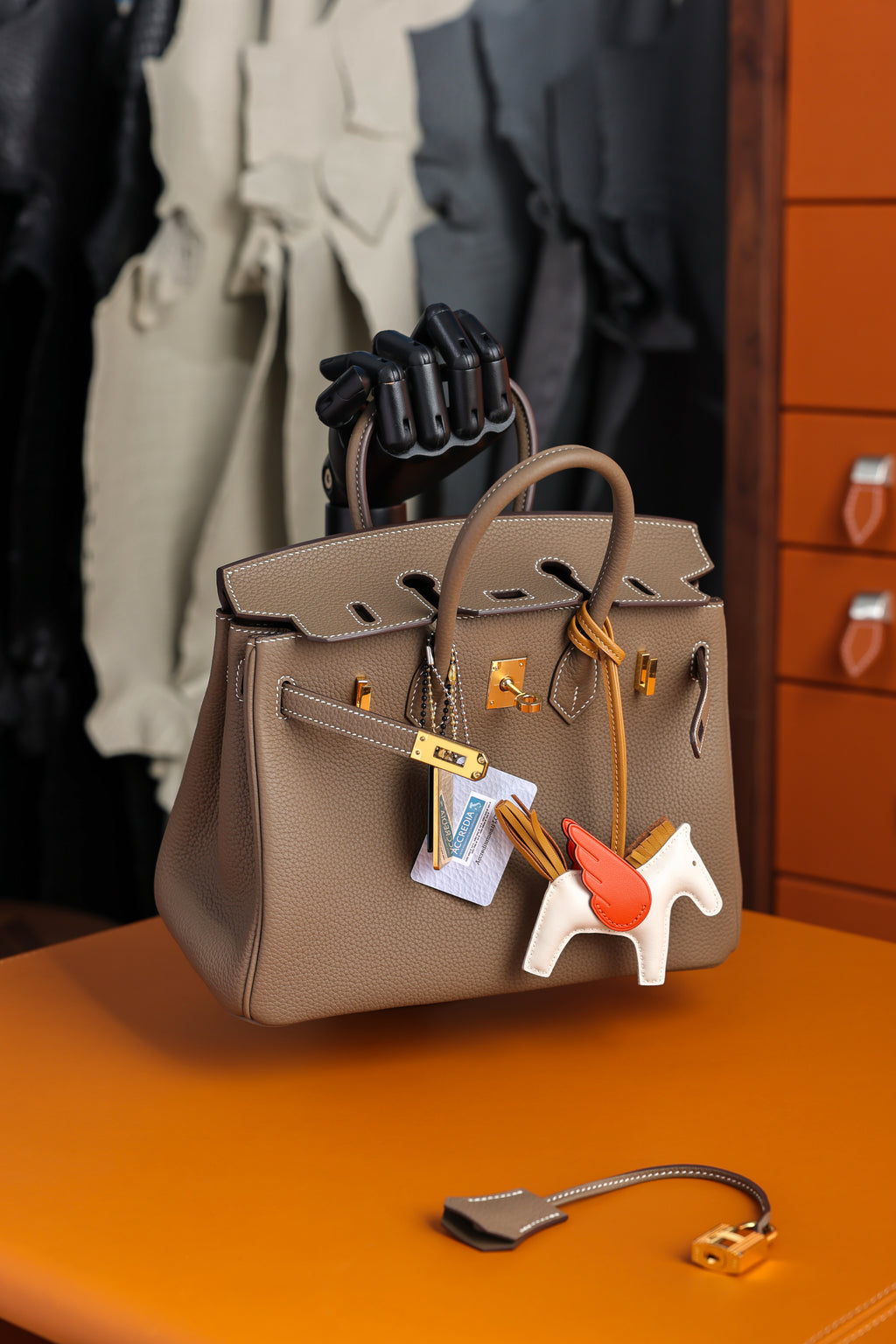 Birkin- All Handmade Golden / Sliver Etoupe swift leather