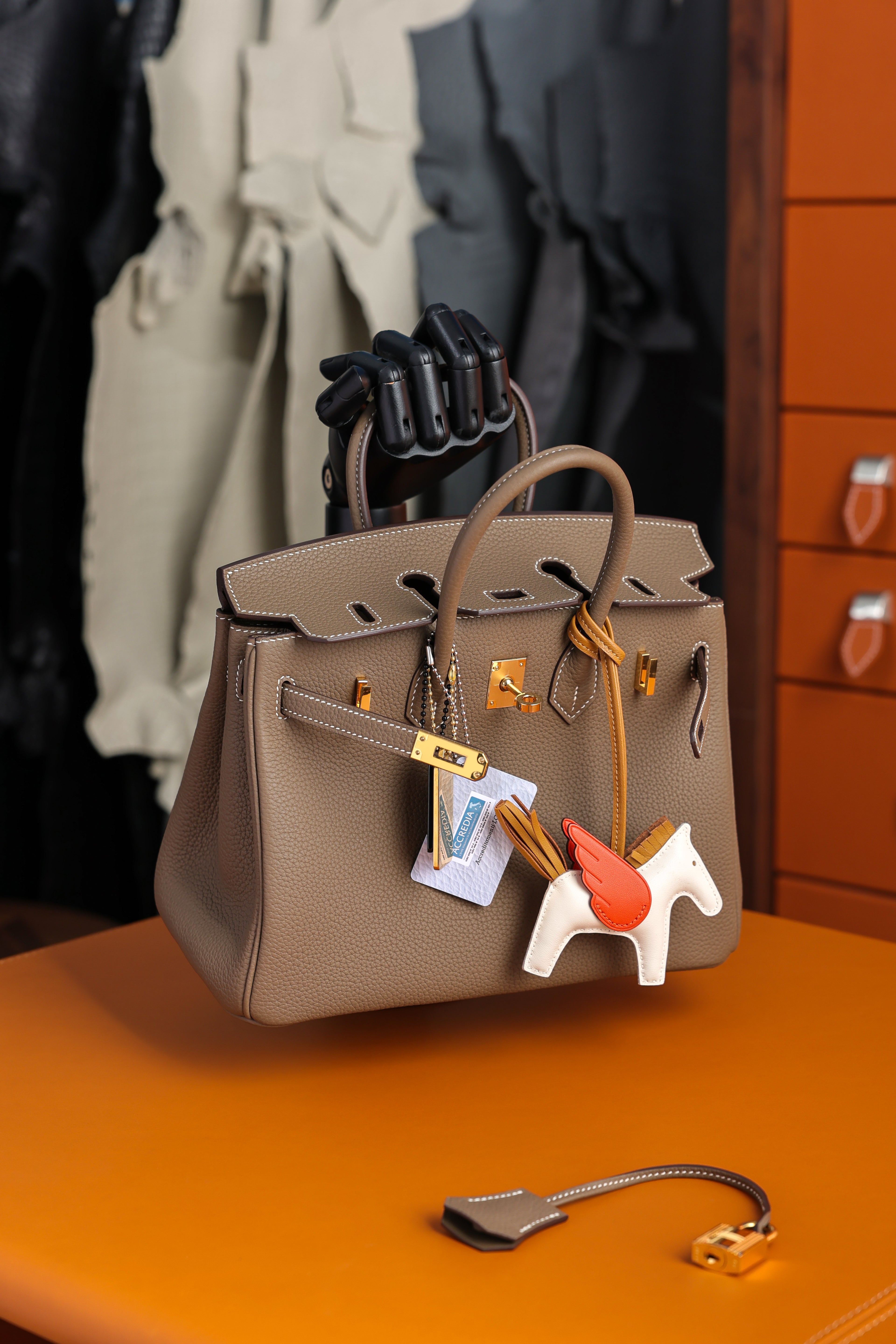 Birkin- All Handmade Golden / Sliver Etoupe swift leather