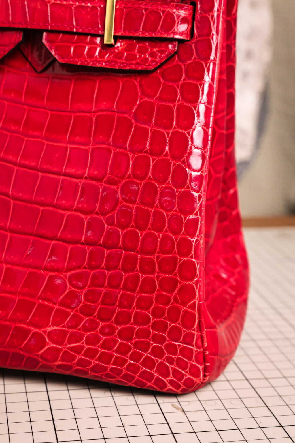 BK-2024 All Handmade Golden / Sliver Hardware Braise  Bright surface Porosus Crocodile leather