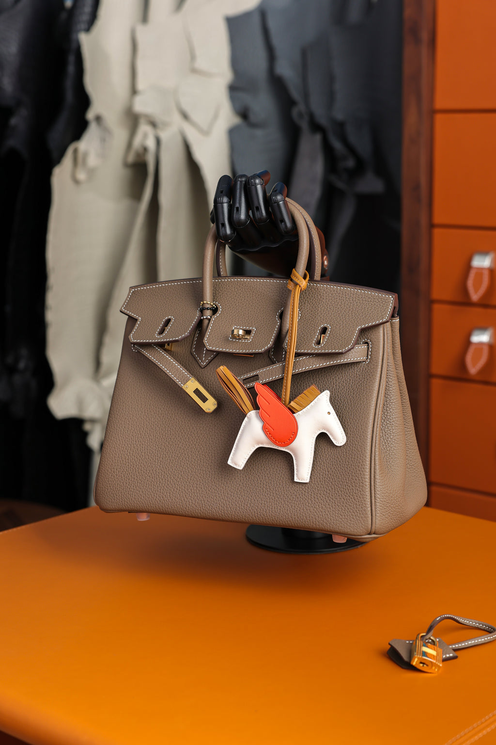 Birkin- All Handmade Golden / Sliver Etoupe swift leather