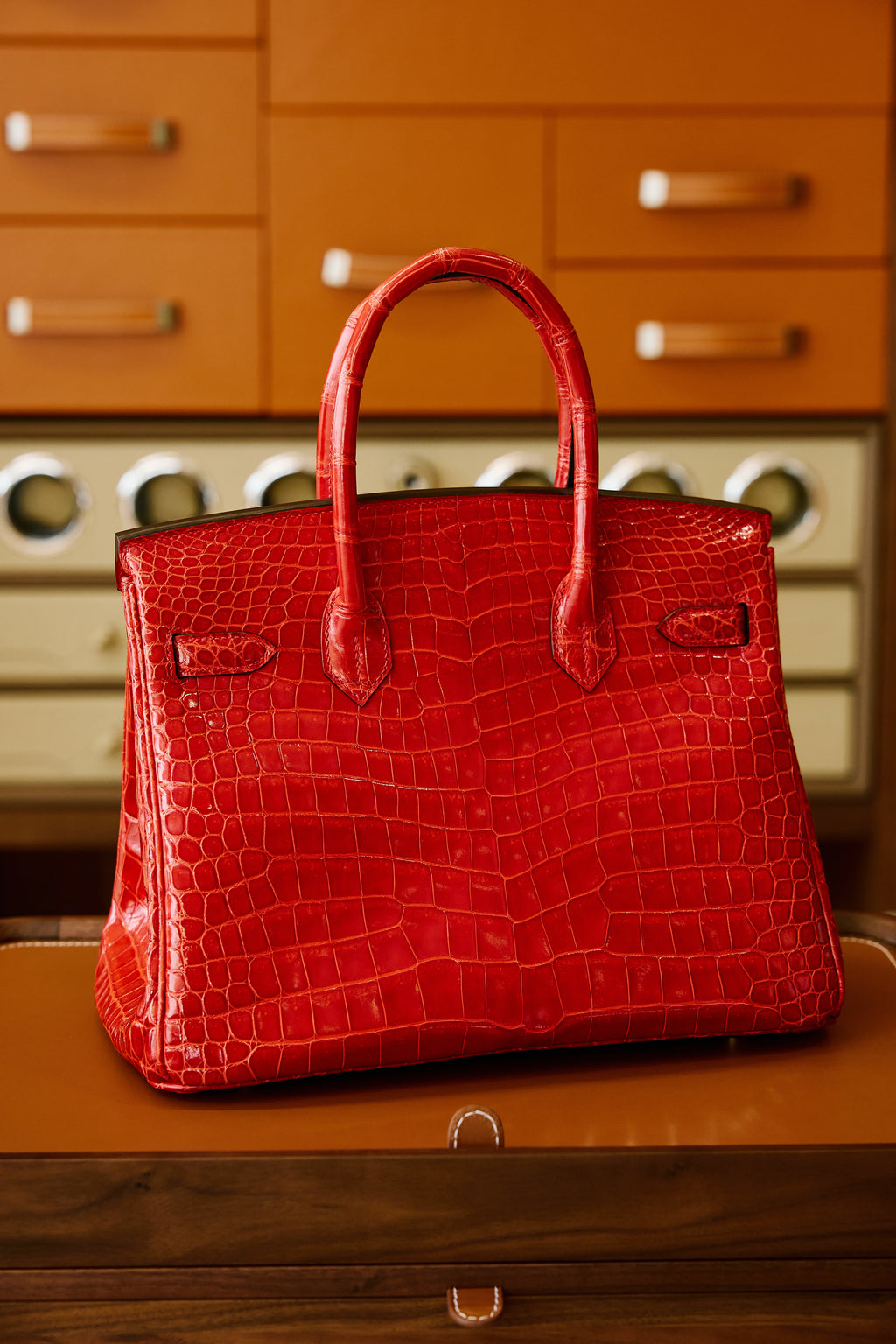 BK-2024 All Handmade Golden / Sliver Hardware Braise  Bright surface Porosus Crocodile leather