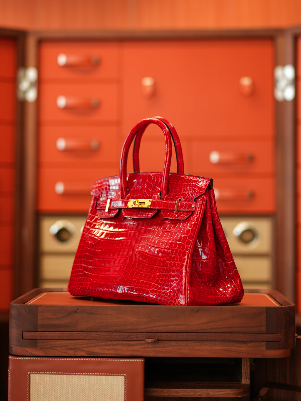 BK-2024 All Handmade Golden / Sliver Hardware Braise  Bright surface Porosus Crocodile leather