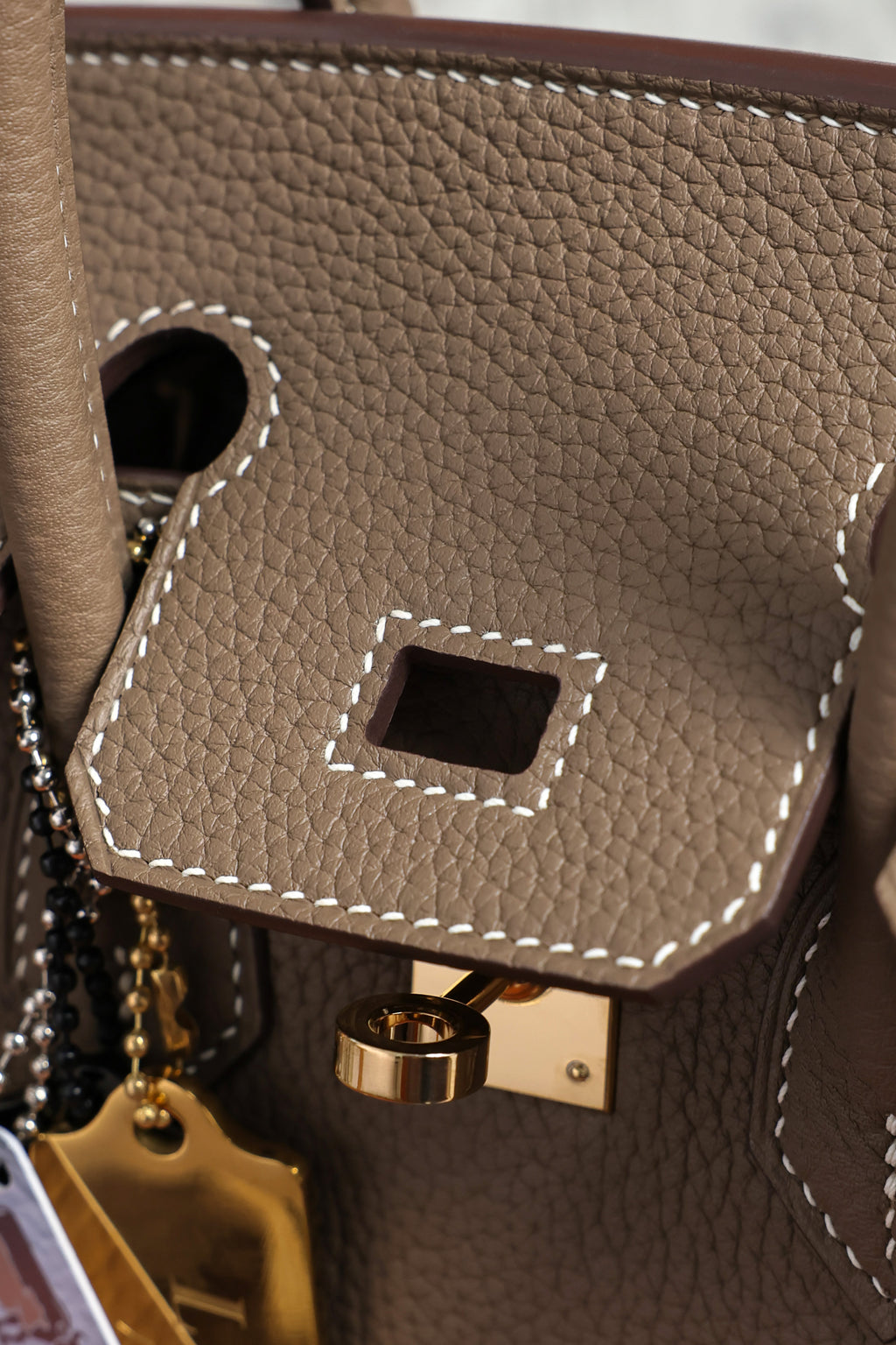 Birkin- All Handmade Golden / Sliver Etoupe swift leather