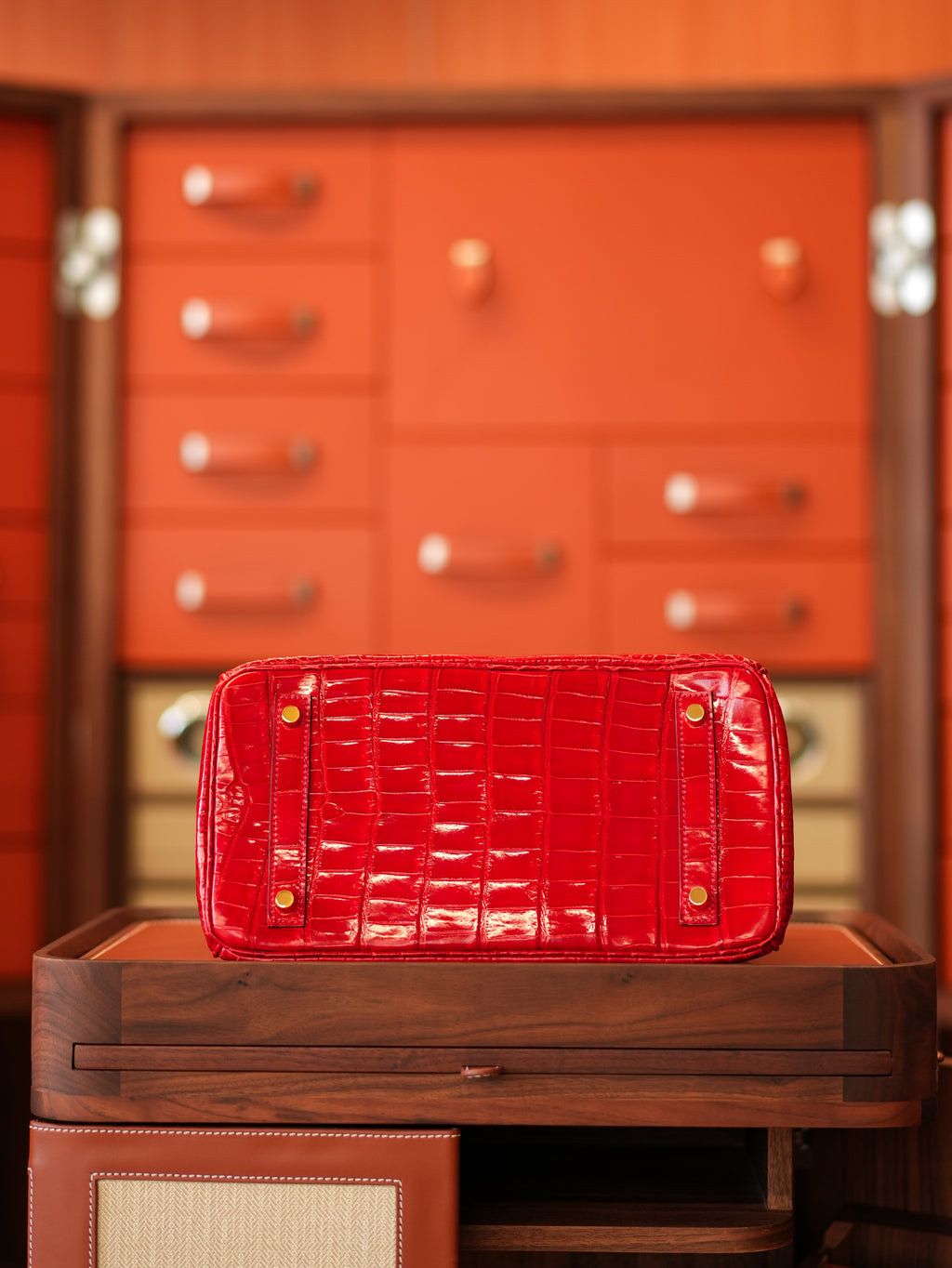 BK-2024 All Handmade Golden / Sliver Hardware Braise  Bright surface Porosus Crocodile leather