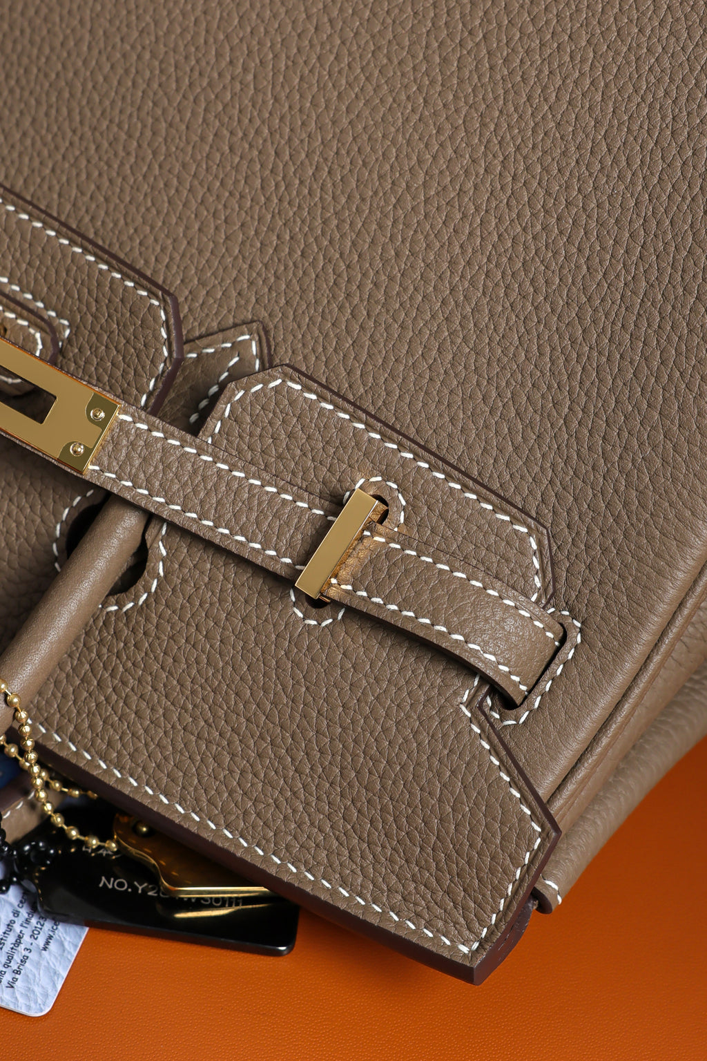 Birkin- All Handmade Golden / Sliver Etoupe swift leather