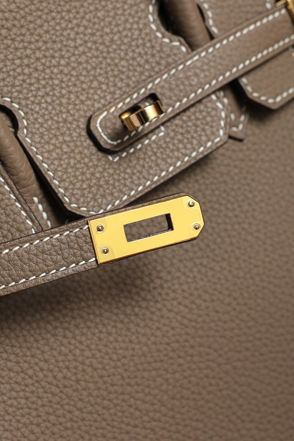 Birkin- All Handmade Golden / Sliver Etoupe swift leather