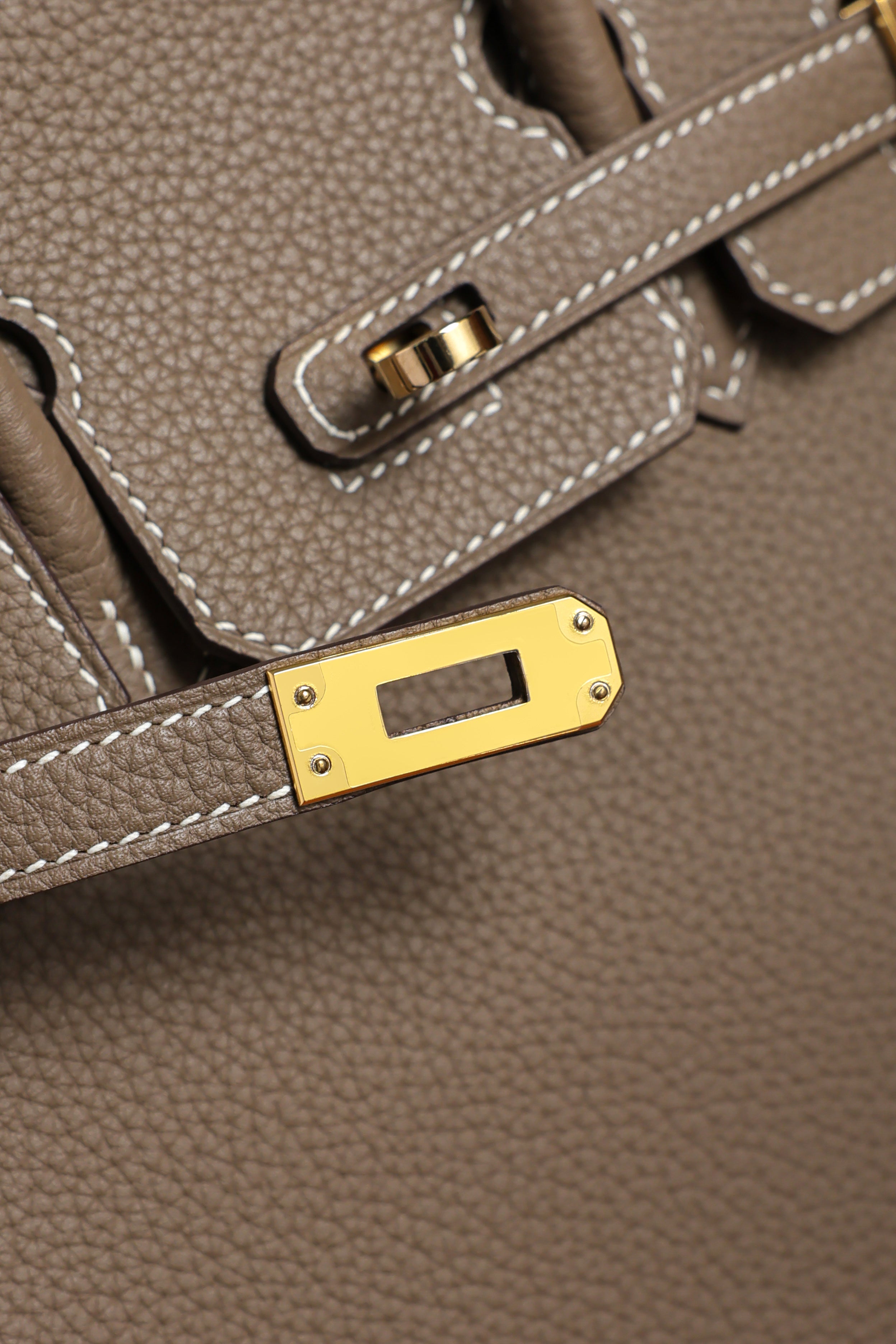 Birkin- All Handmade Golden / Sliver Etoupe swift leather