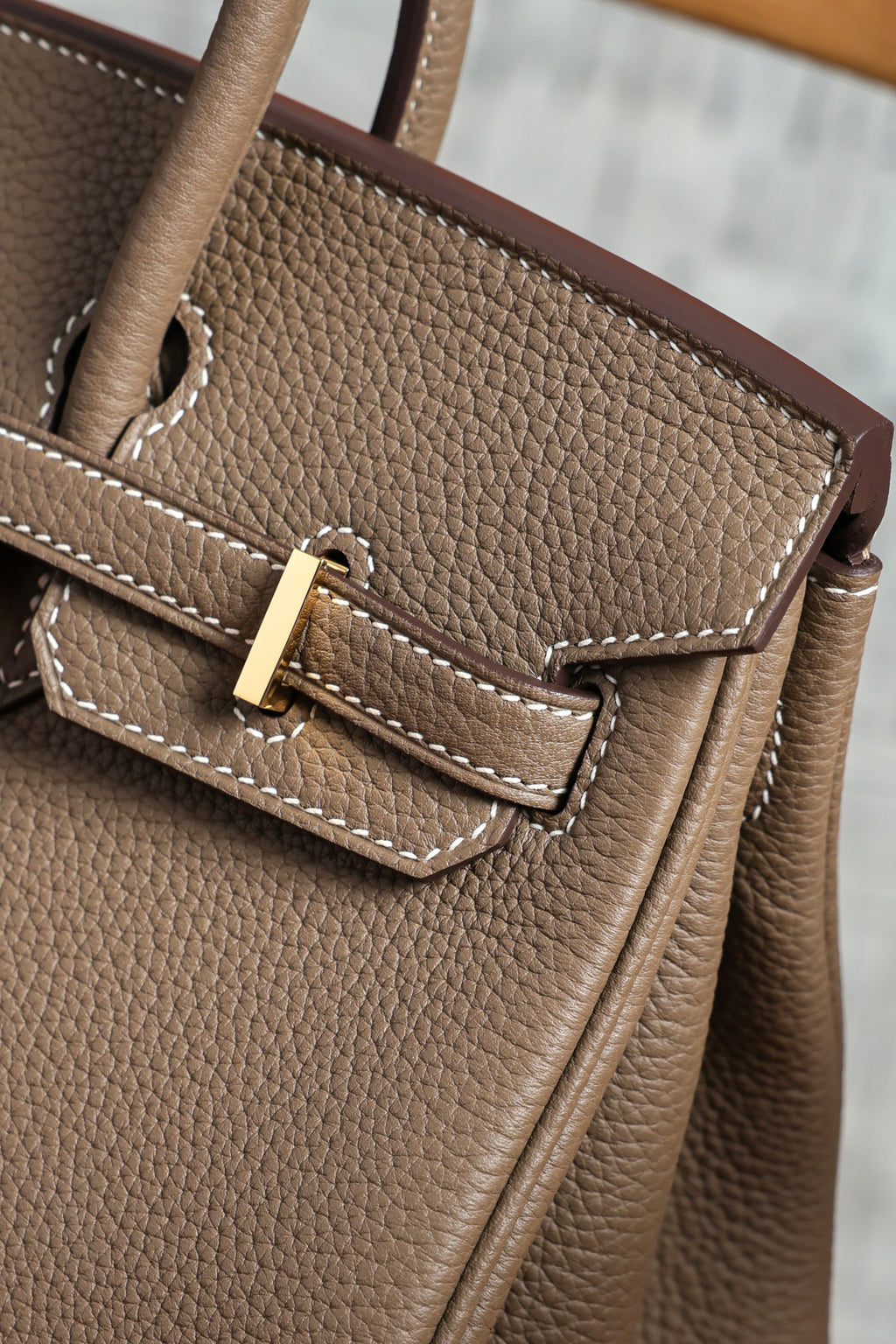 Birkin- All Handmade Golden / Sliver Etoupe swift leather