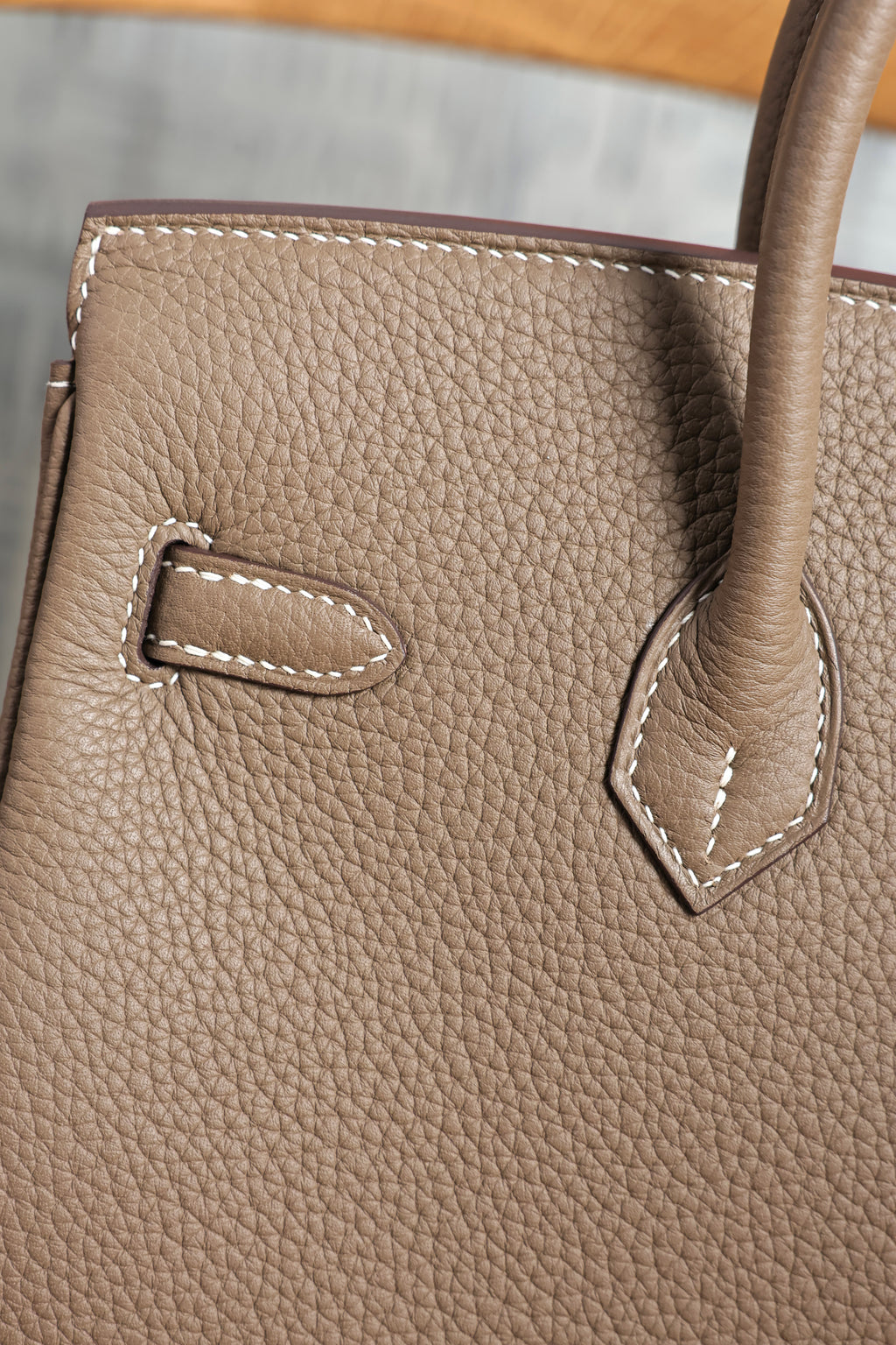 Birkin- All Handmade Golden / Sliver Etoupe swift leather