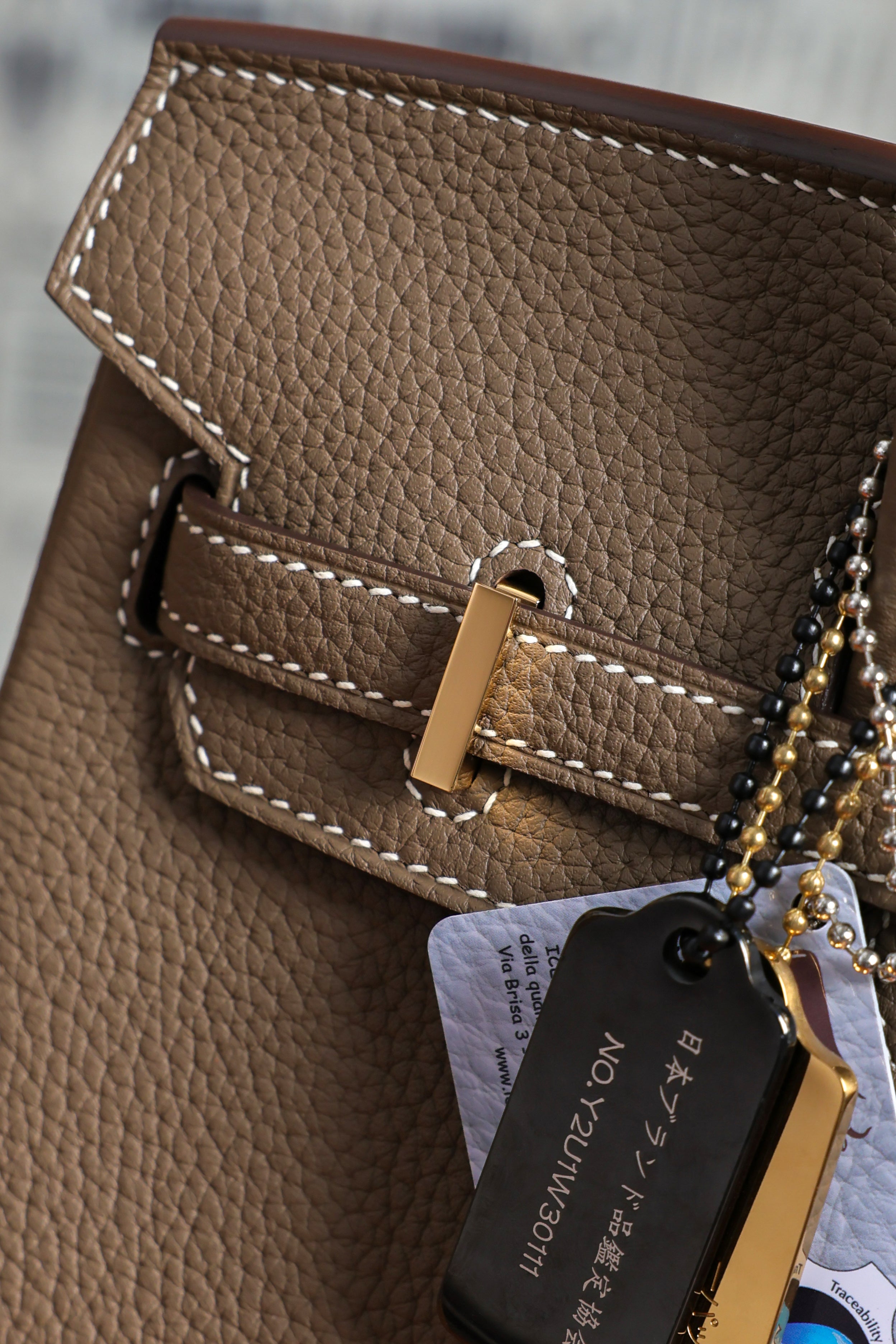 Birkin- All Handmade Golden / Sliver Etoupe swift leather