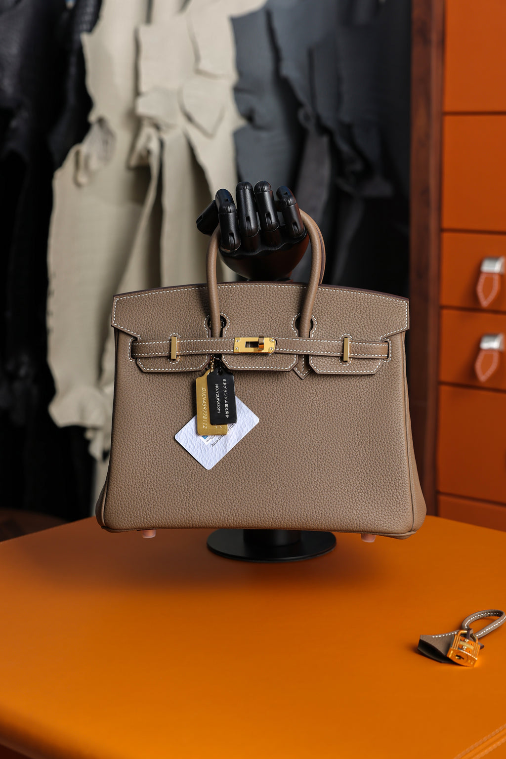 Birkin- All Handmade Golden / Sliver Etoupe swift leather