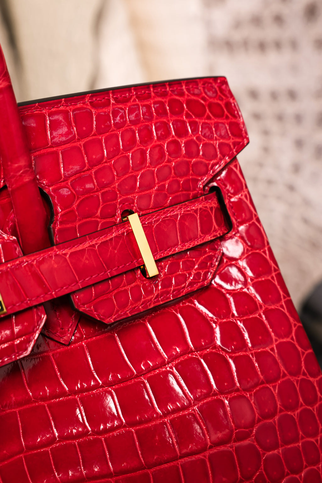 BK-2024 All Handmade Golden / Sliver Hardware Braise  Bright surface Porosus Crocodile leather