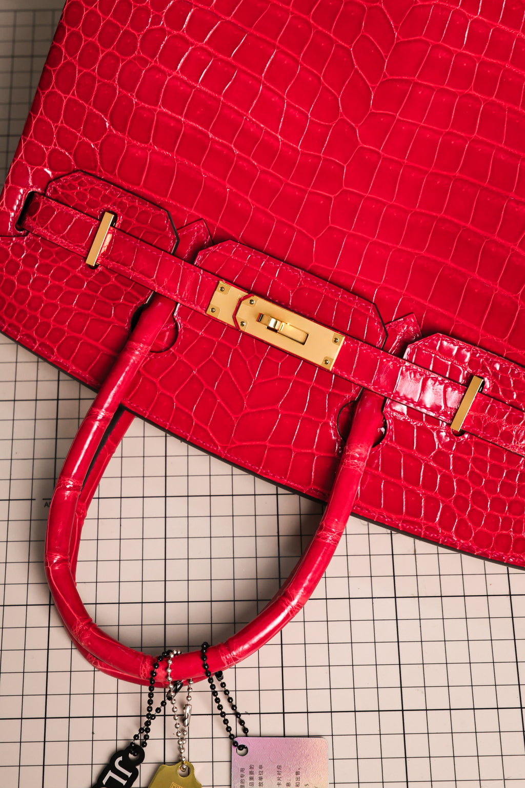BK-2024 All Handmade Golden / Sliver Hardware Braise  Bright surface Porosus Crocodile leather