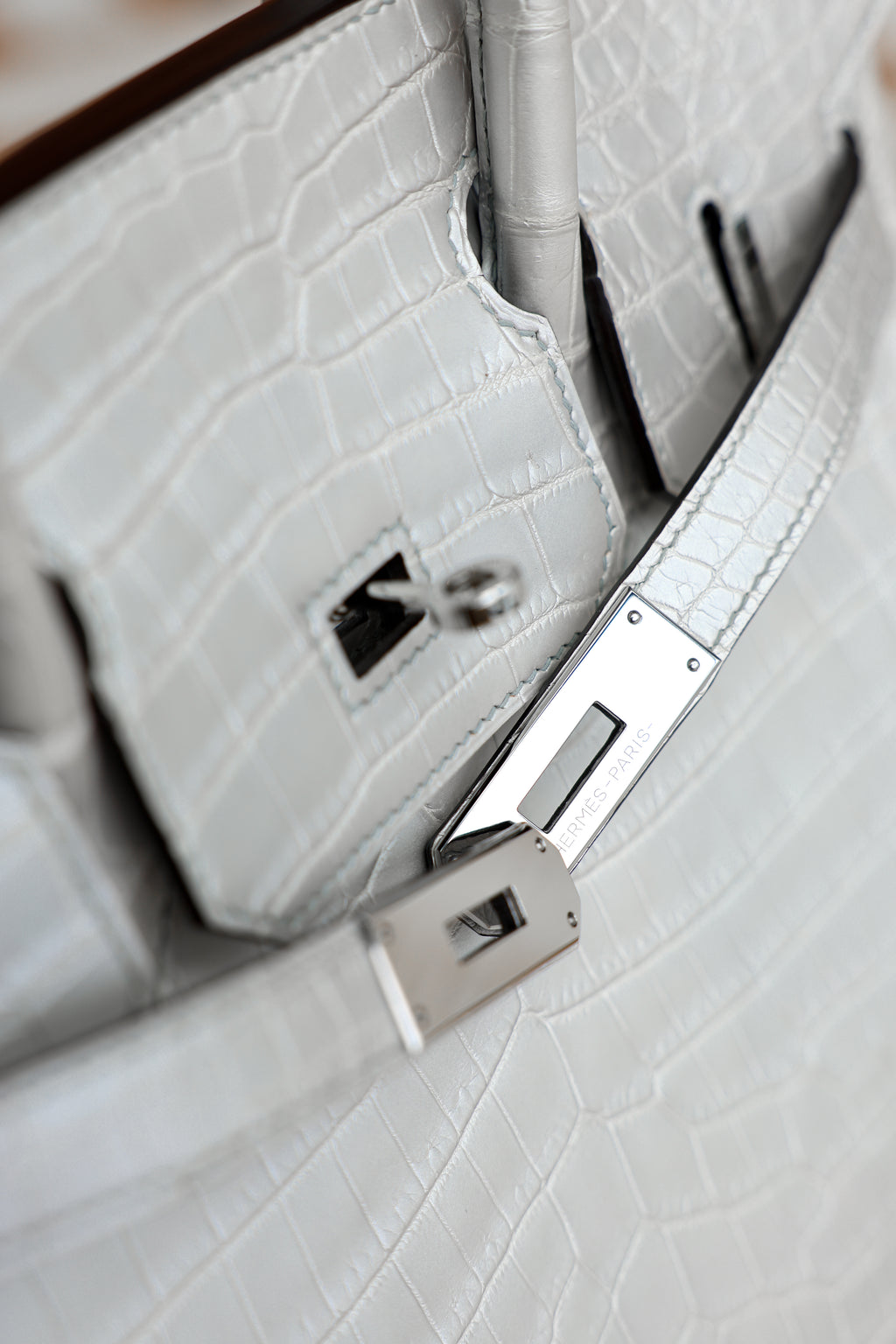 BK-2024 All Handmade Golden / Sliver Hardware Gris perle Matte Nile crocodile leather