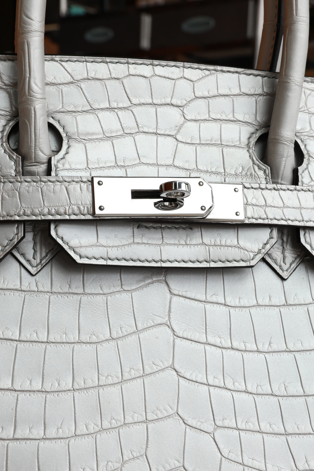 BK-2024 All Handmade Golden / Sliver Hardware Gris perle Matte Nile crocodile leather