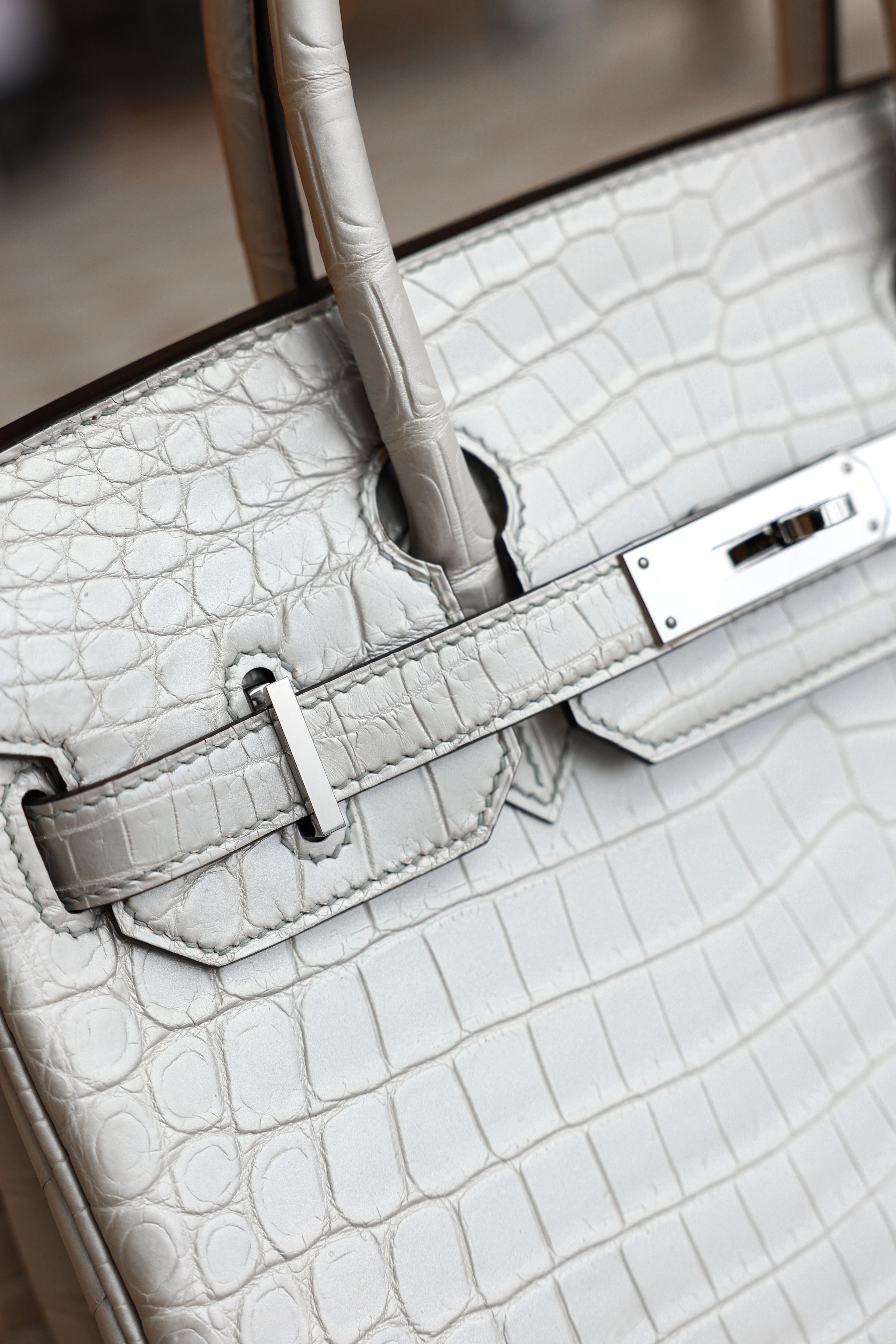 BK-2024 All Handmade Golden / Sliver Hardware Gris perle Matte Nile crocodile leather