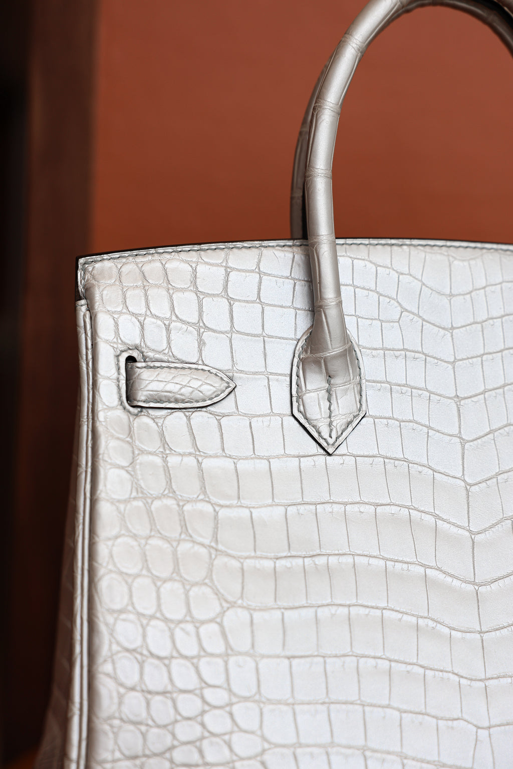 BK-2024 All Handmade Golden / Sliver Hardware Gris perle Matte Nile crocodile leather