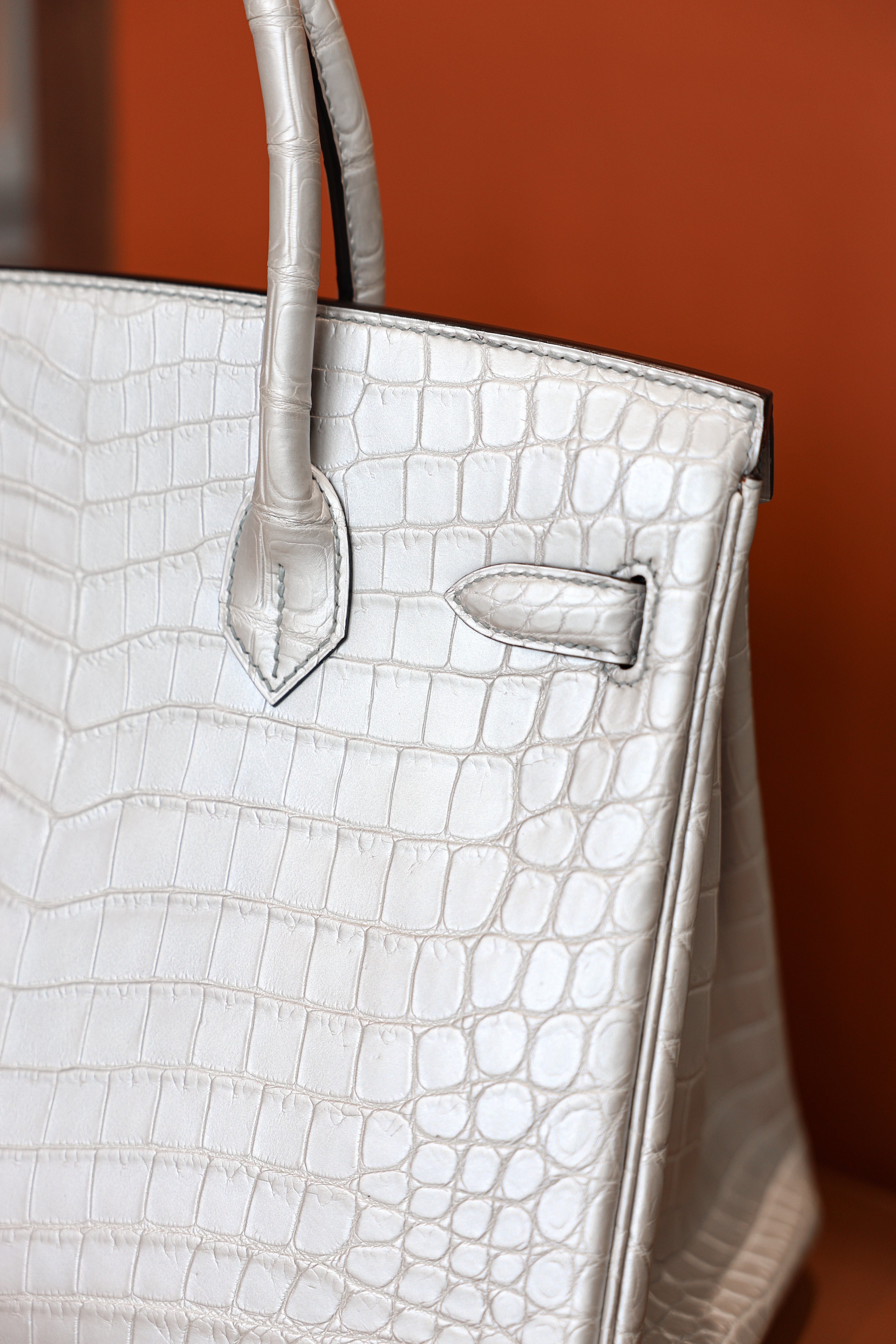 BK-2024 All Handmade Golden / Sliver Hardware Gris perle Matte Nile crocodile leather
