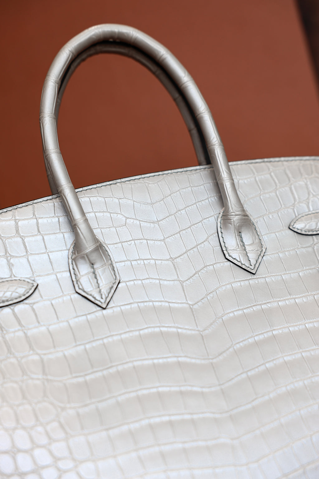 BK-2024 All Handmade Golden / Sliver Hardware Gris perle Matte Nile crocodile leather
