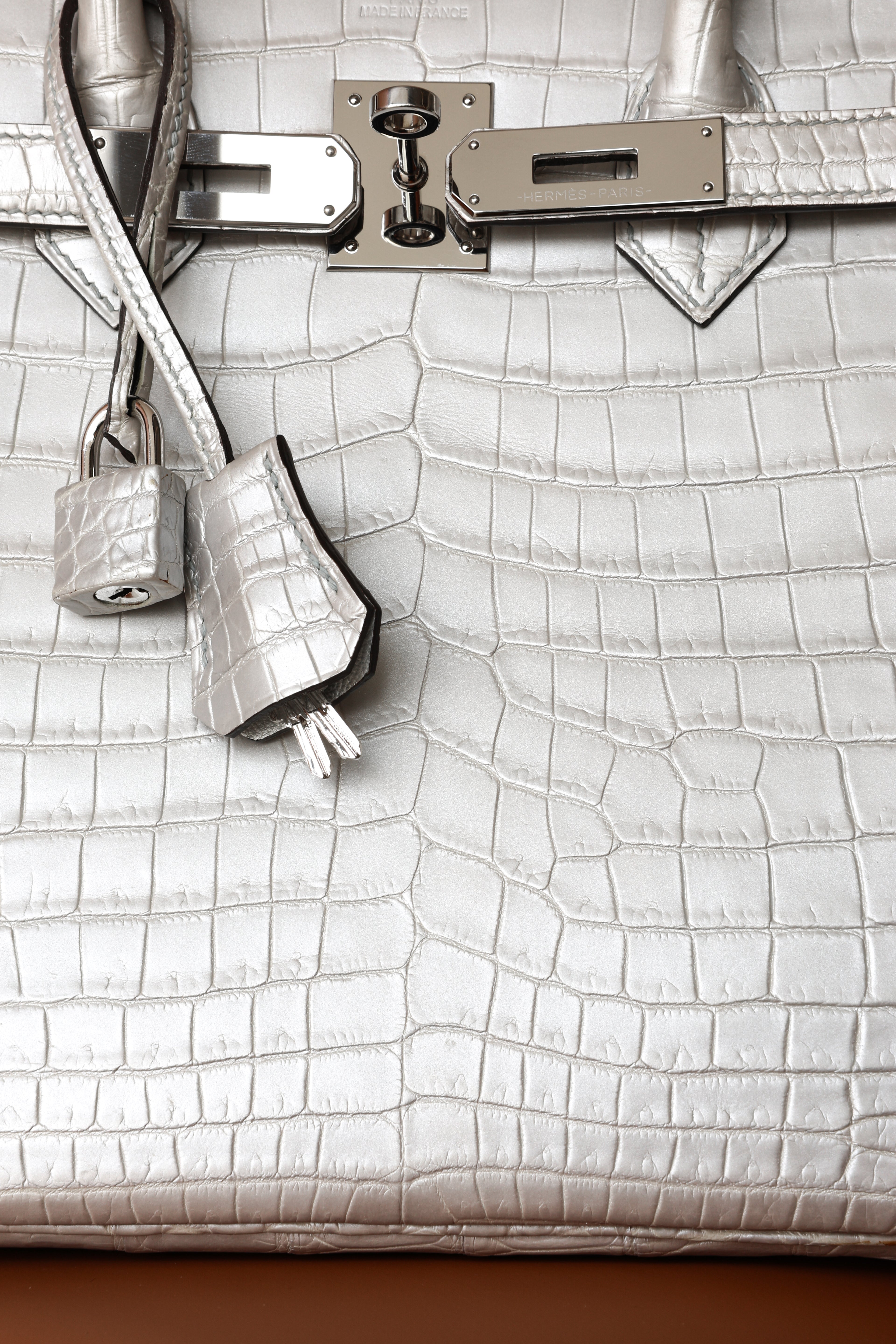 BK-2024 All Handmade Golden / Sliver Hardware Gris perle Matte Nile crocodile leather