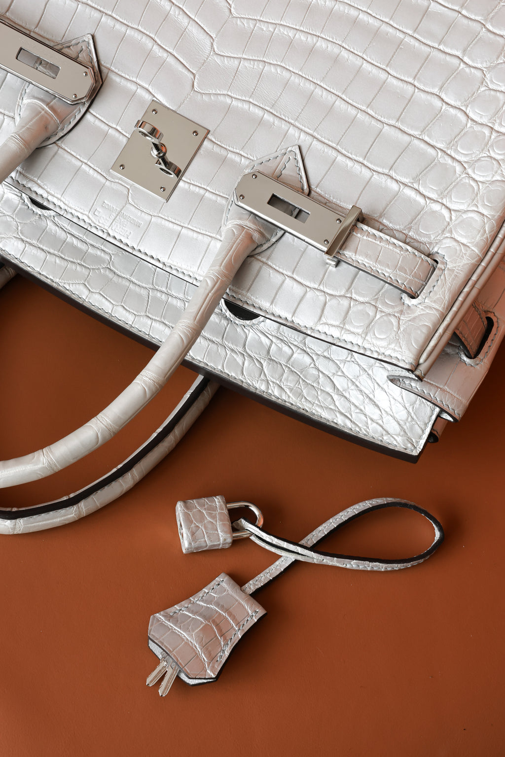 BK-2024 All Handmade Golden / Sliver Hardware Gris perle Matte Nile crocodile leather