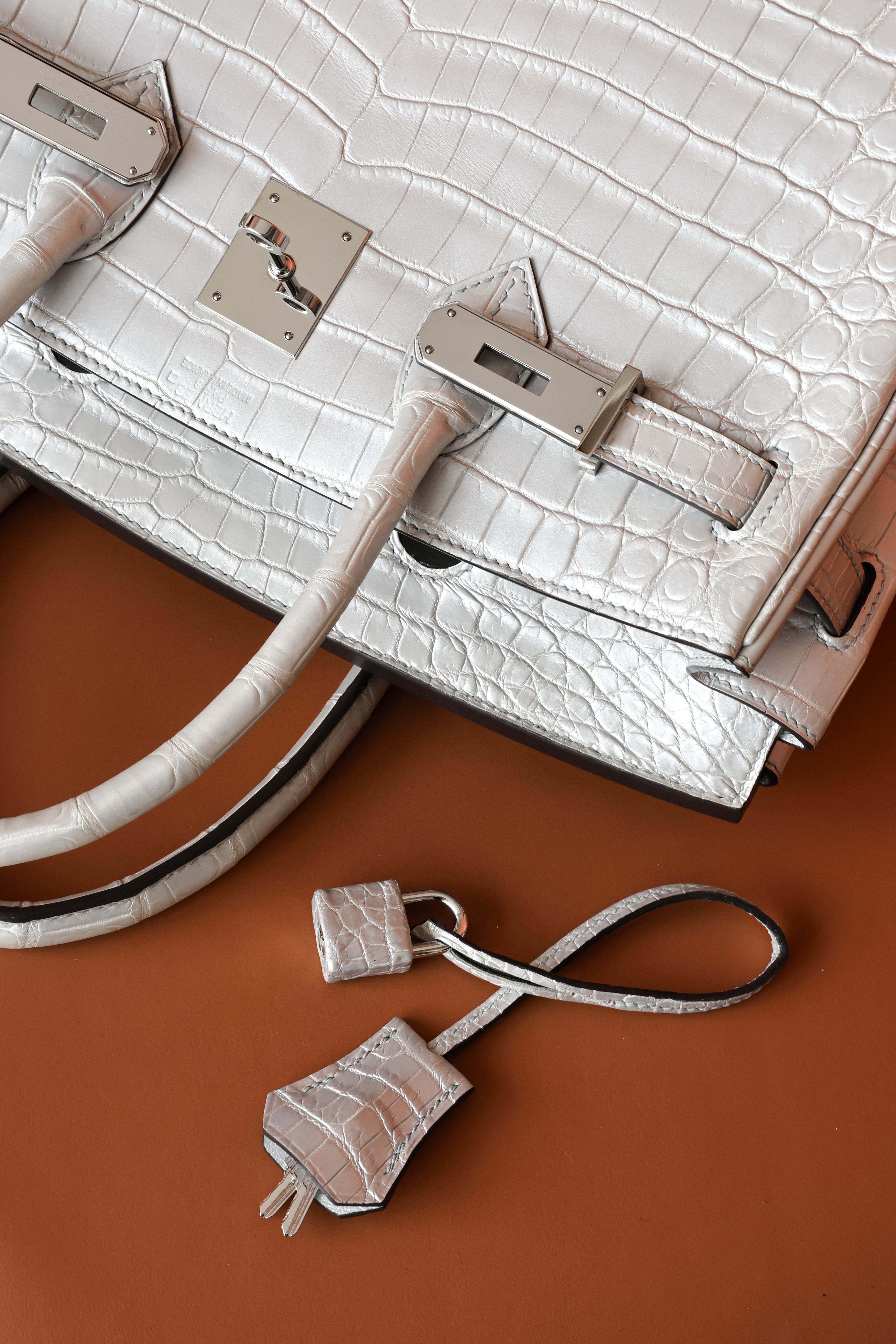 BK-2024 All Handmade Golden / Sliver Hardware Gris perle Matte Nile crocodile leather