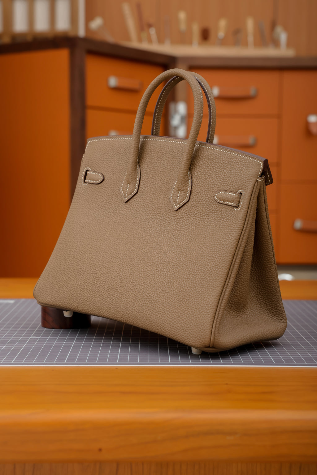 Birkin- All Handmade Golden / Sliver Chestnut  swift leather