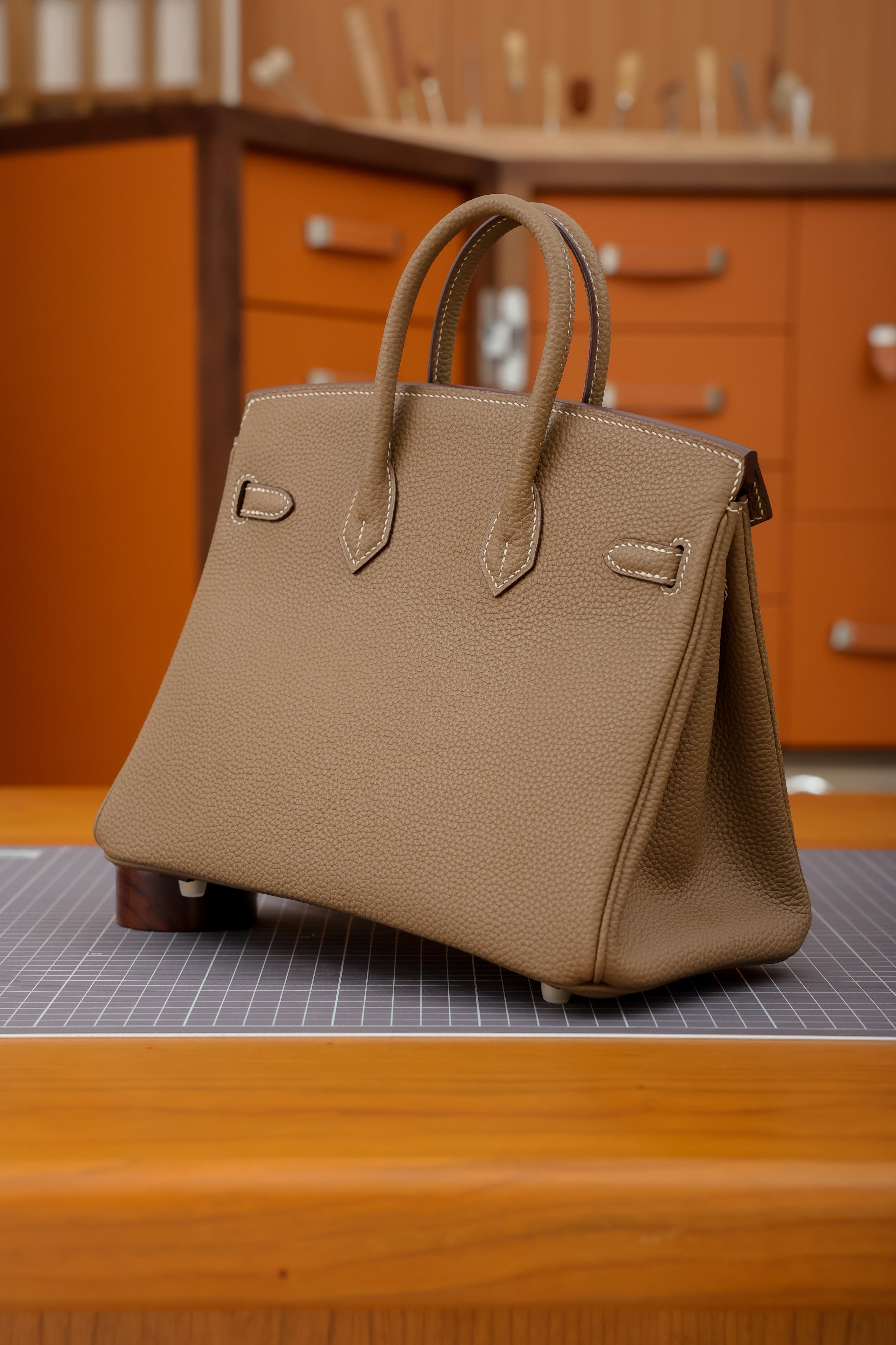 Birkin- All Handmade Golden / Sliver Chestnut  swift leather