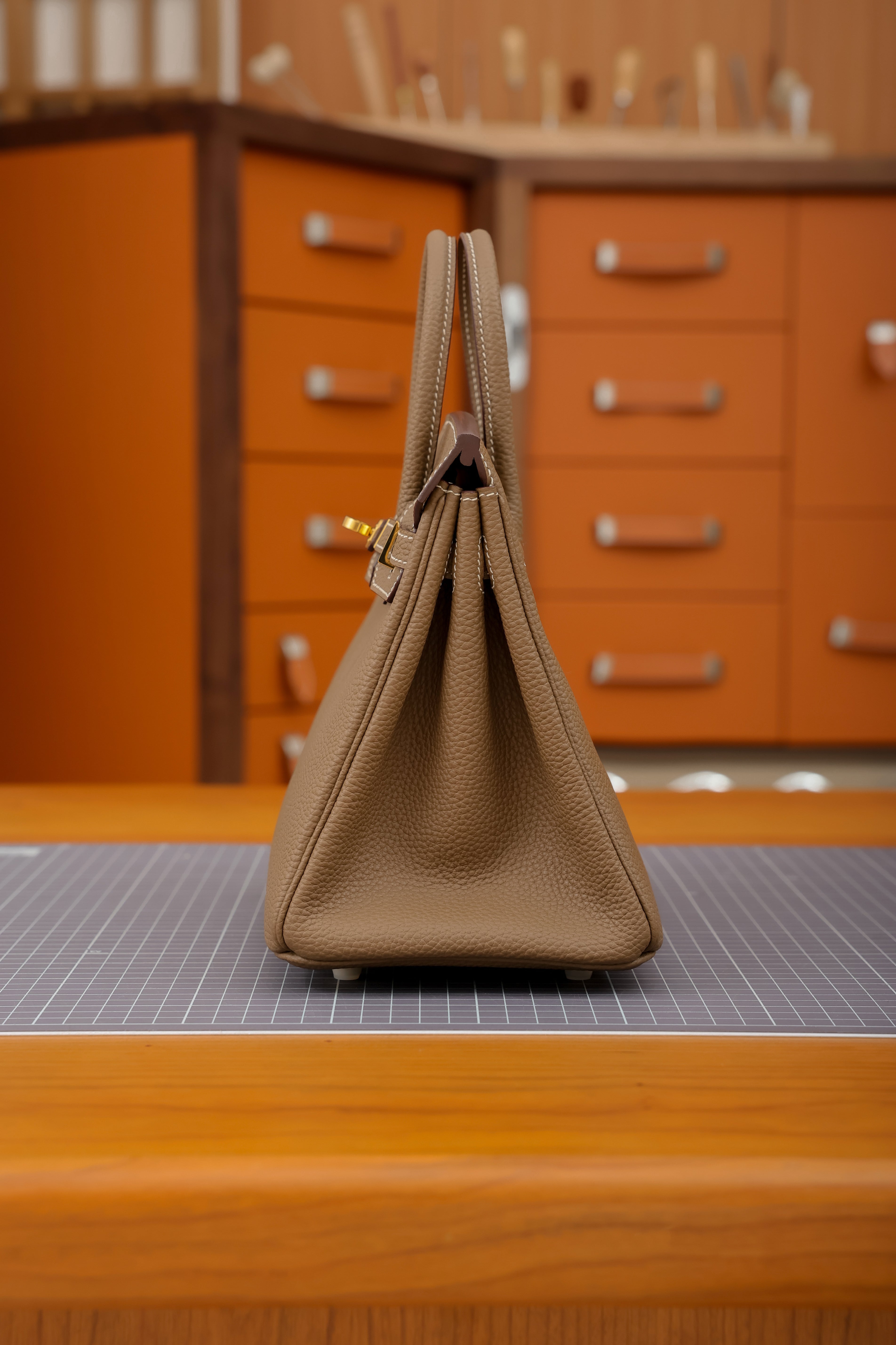 Birkin- All Handmade Golden / Sliver Chestnut  swift leather