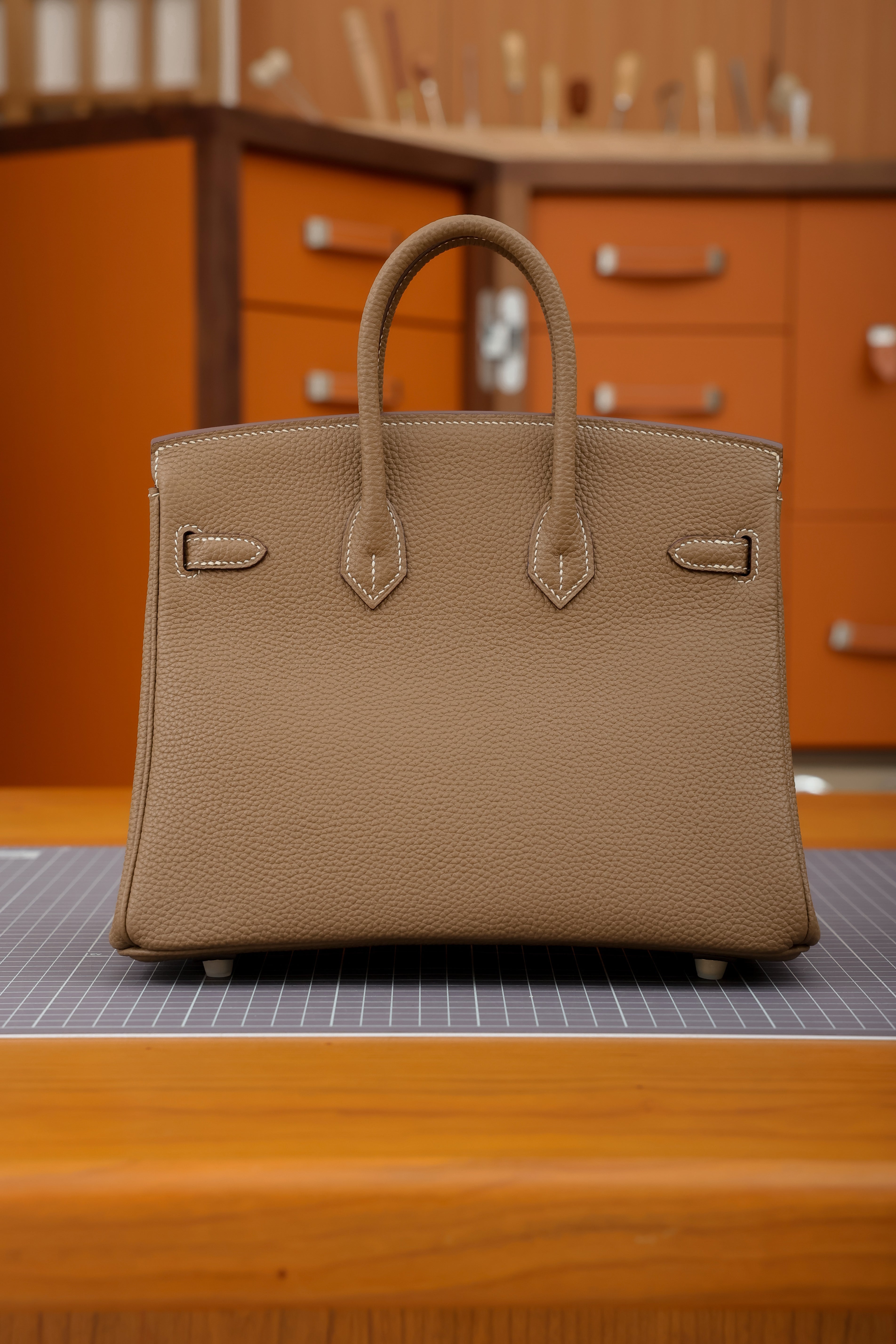 Birkin- All Handmade Golden / Sliver Chestnut  swift leather