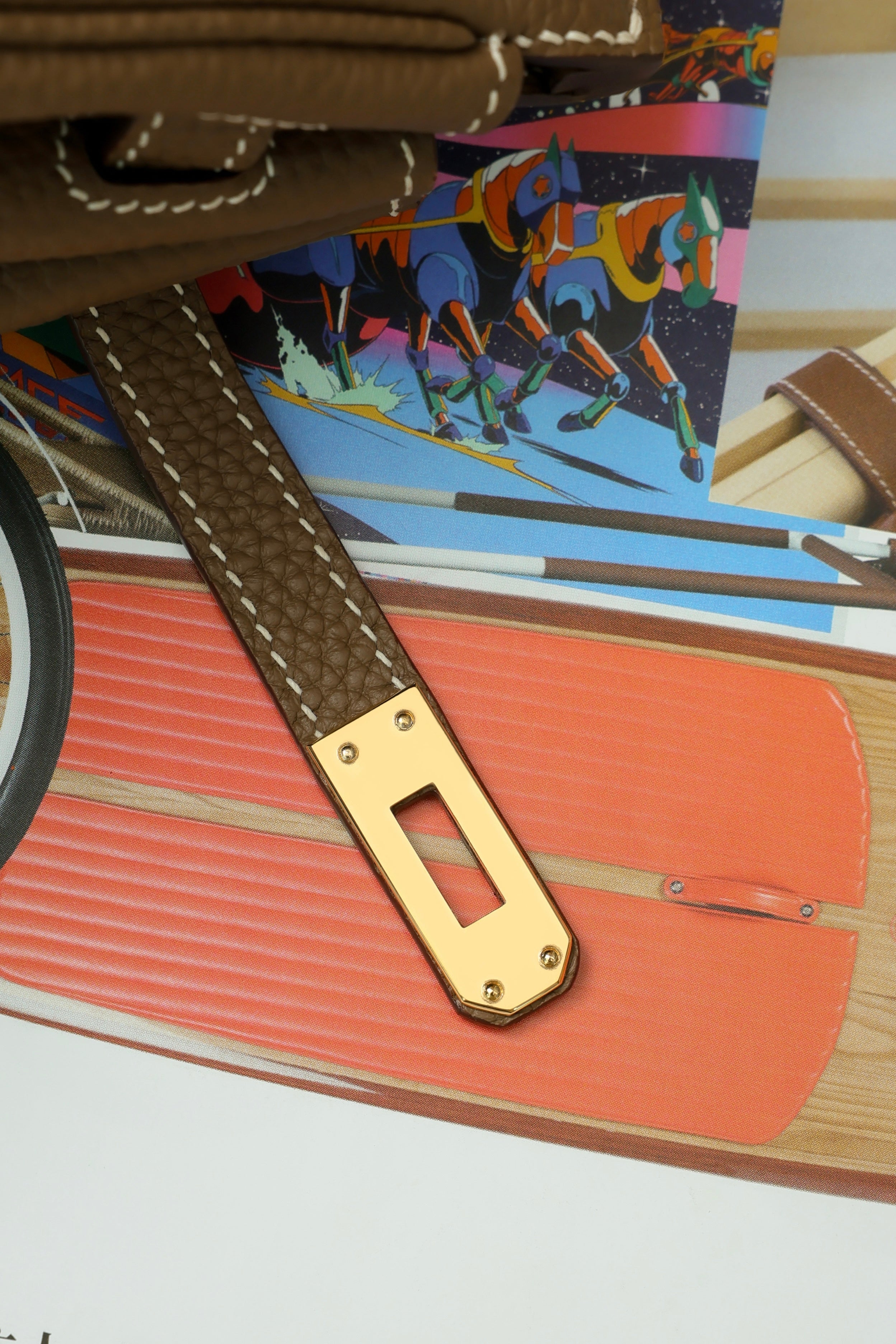 Birkin- All Handmade Golden / Sliver Chestnut  swift leather