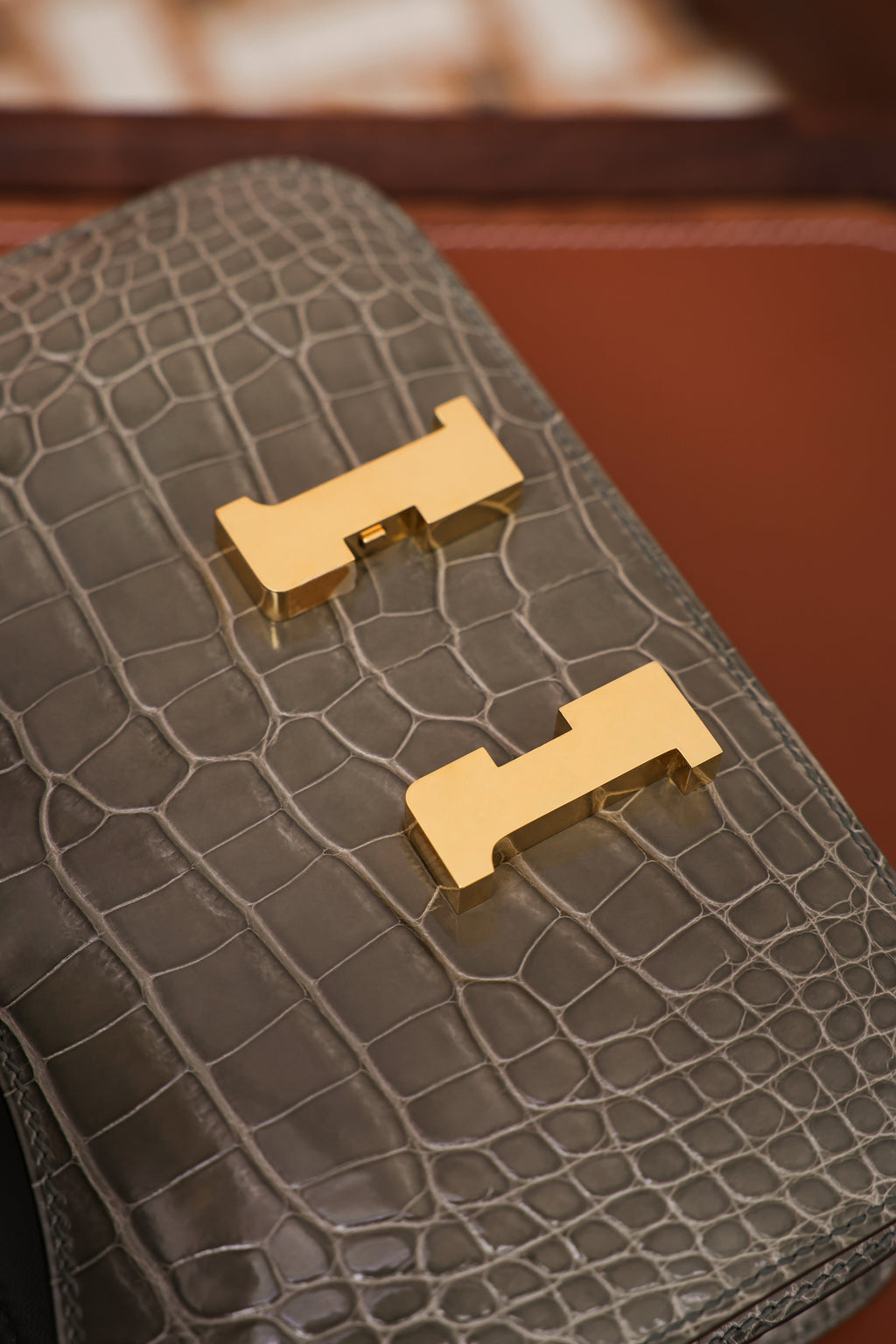 Constance- All Handmade Golden / Sliver Hardware Gris Tourterelle Crocodile eather