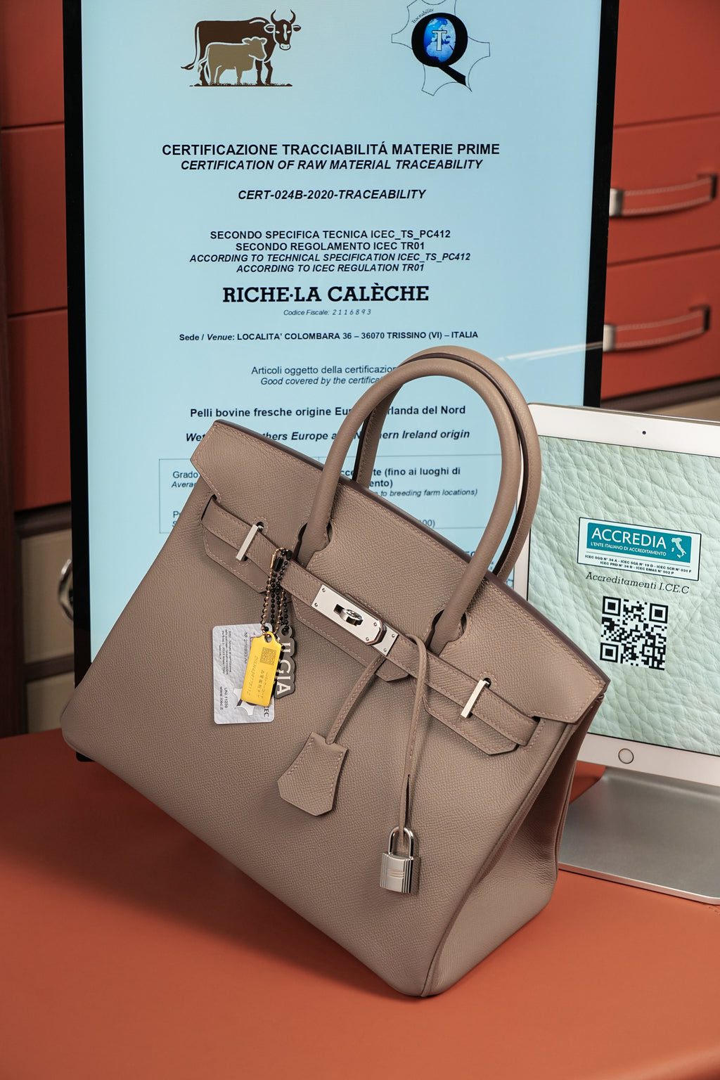 Birkin- All Handmade Golden / Sliver Etoupe ep leather