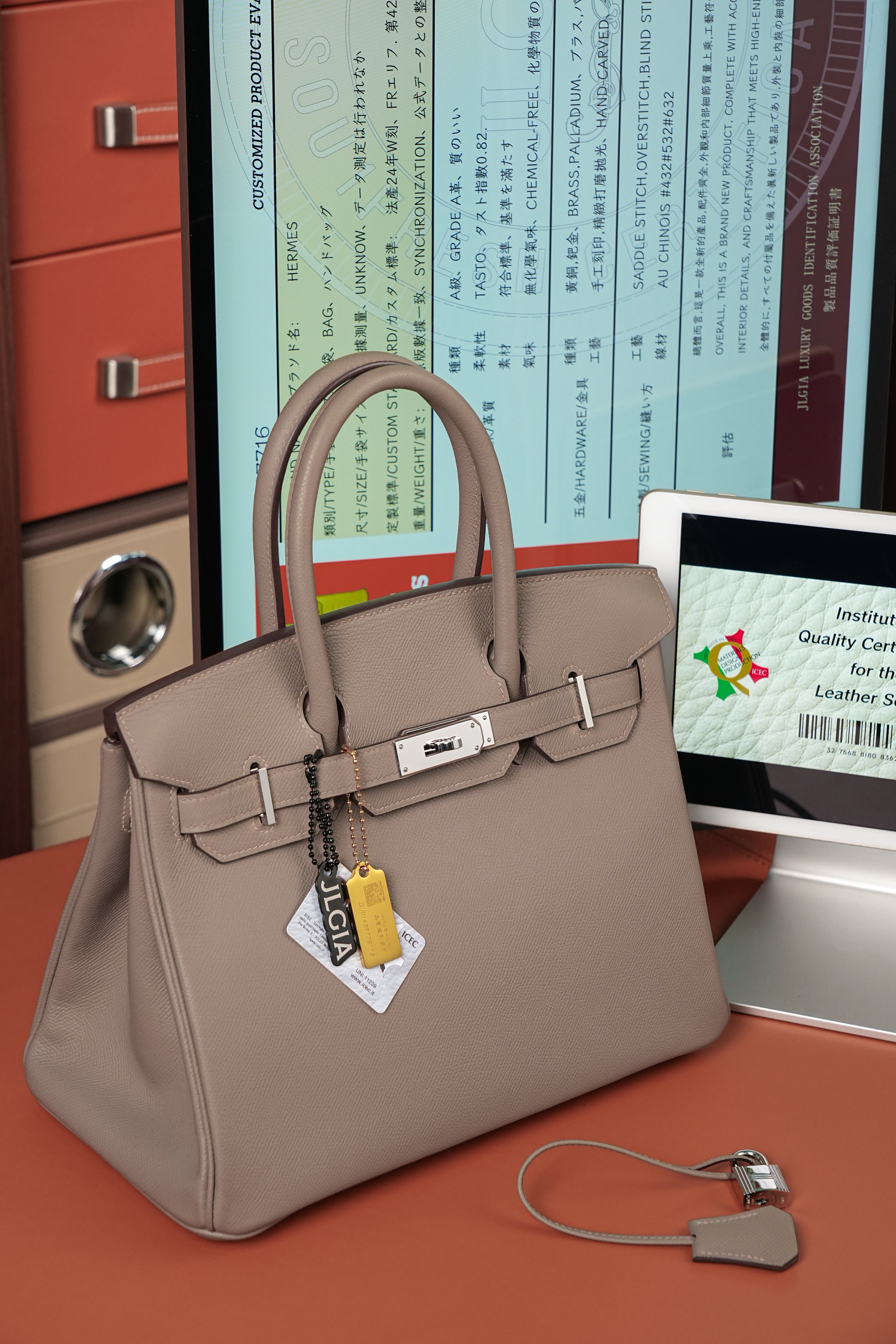 Birkin- All Handmade Golden / Sliver Etoupe ep leather