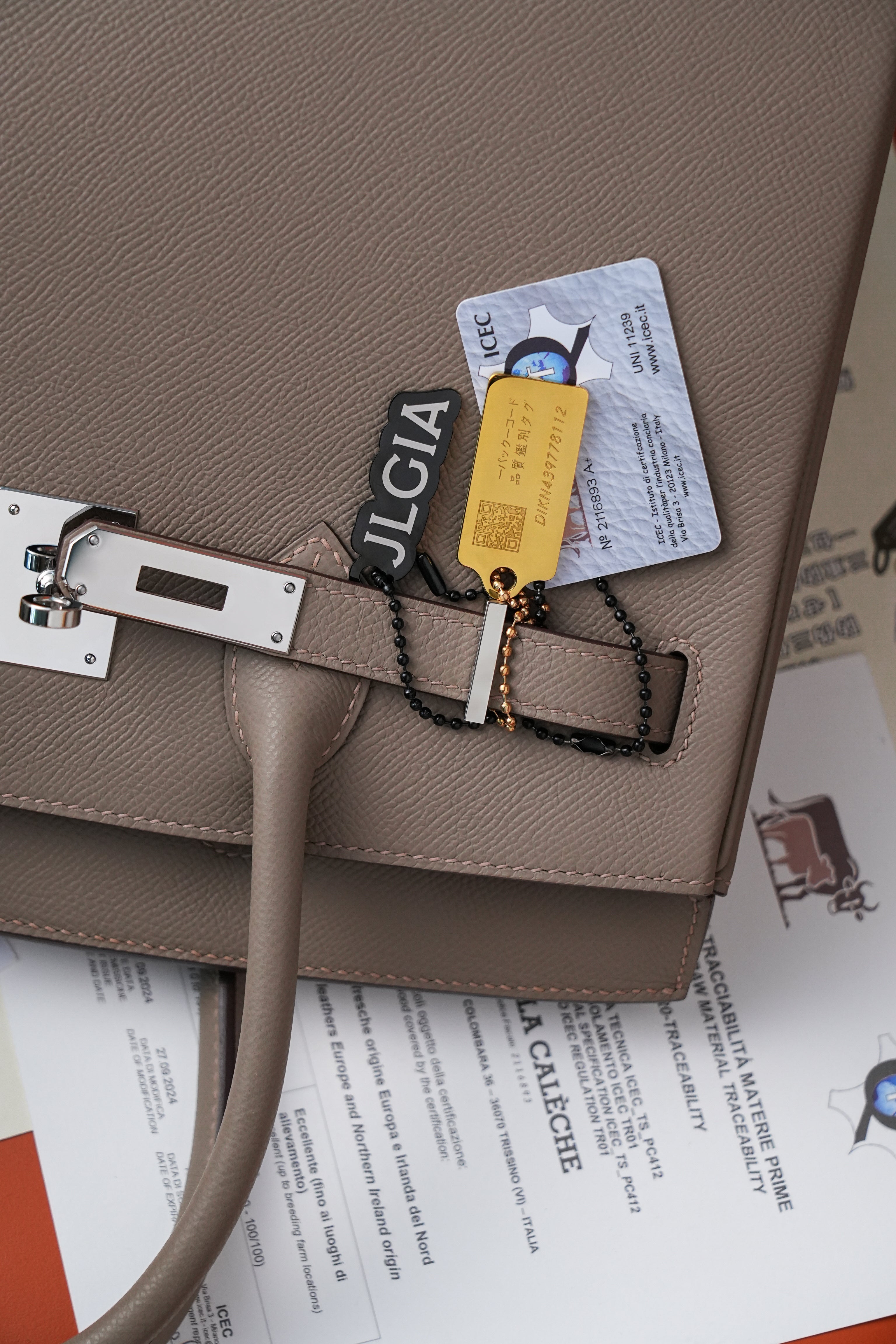 Birkin- All Handmade Golden / Sliver Etoupe ep leather