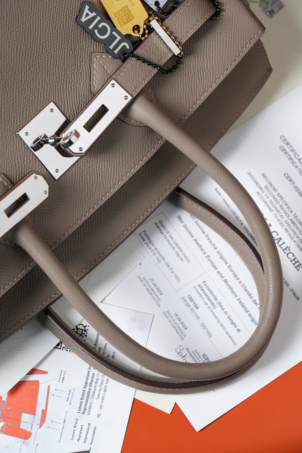 Birkin- All Handmade Golden / Sliver Etoupe ep leather