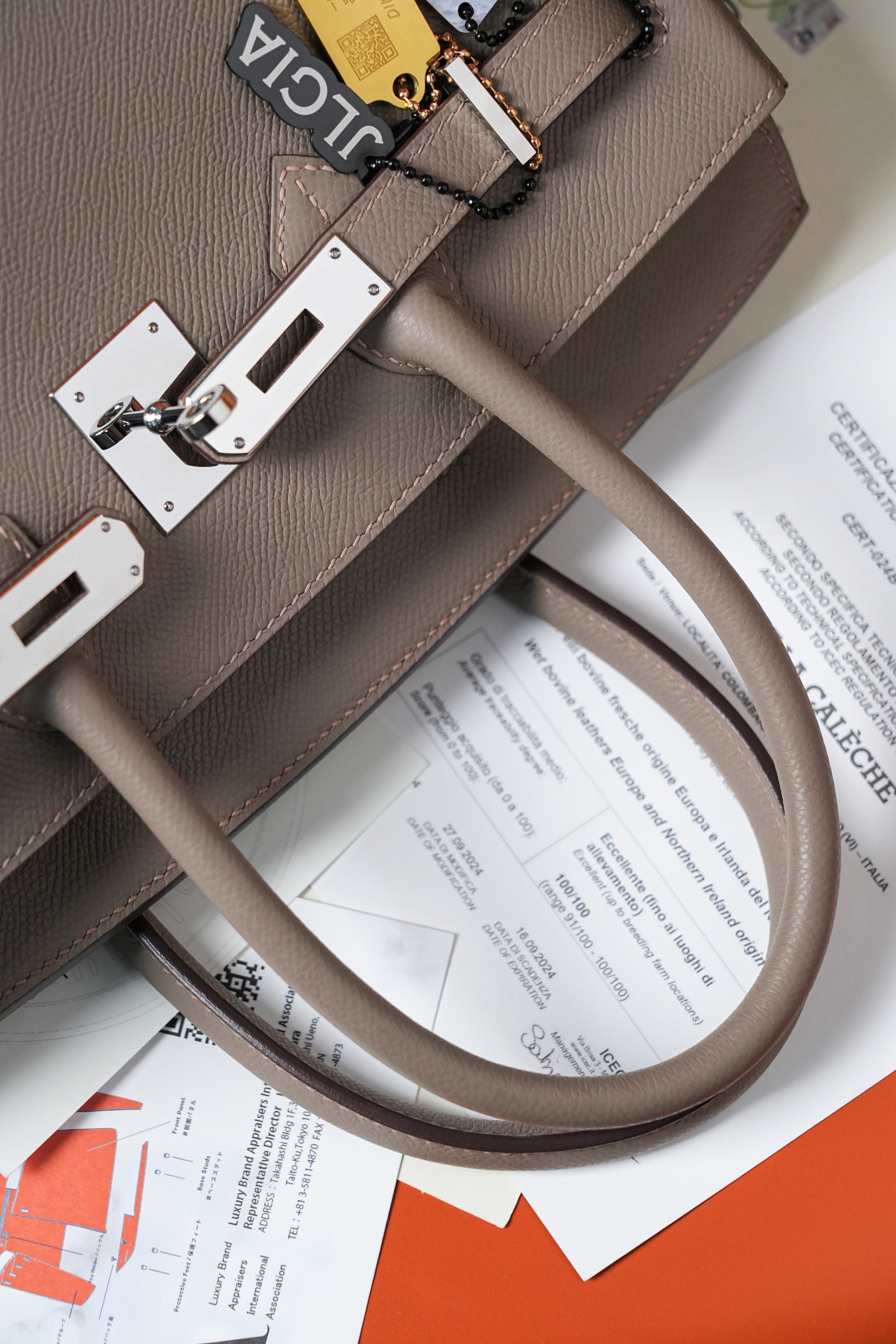 Birkin- All Handmade Golden / Sliver Etoupe ep leather