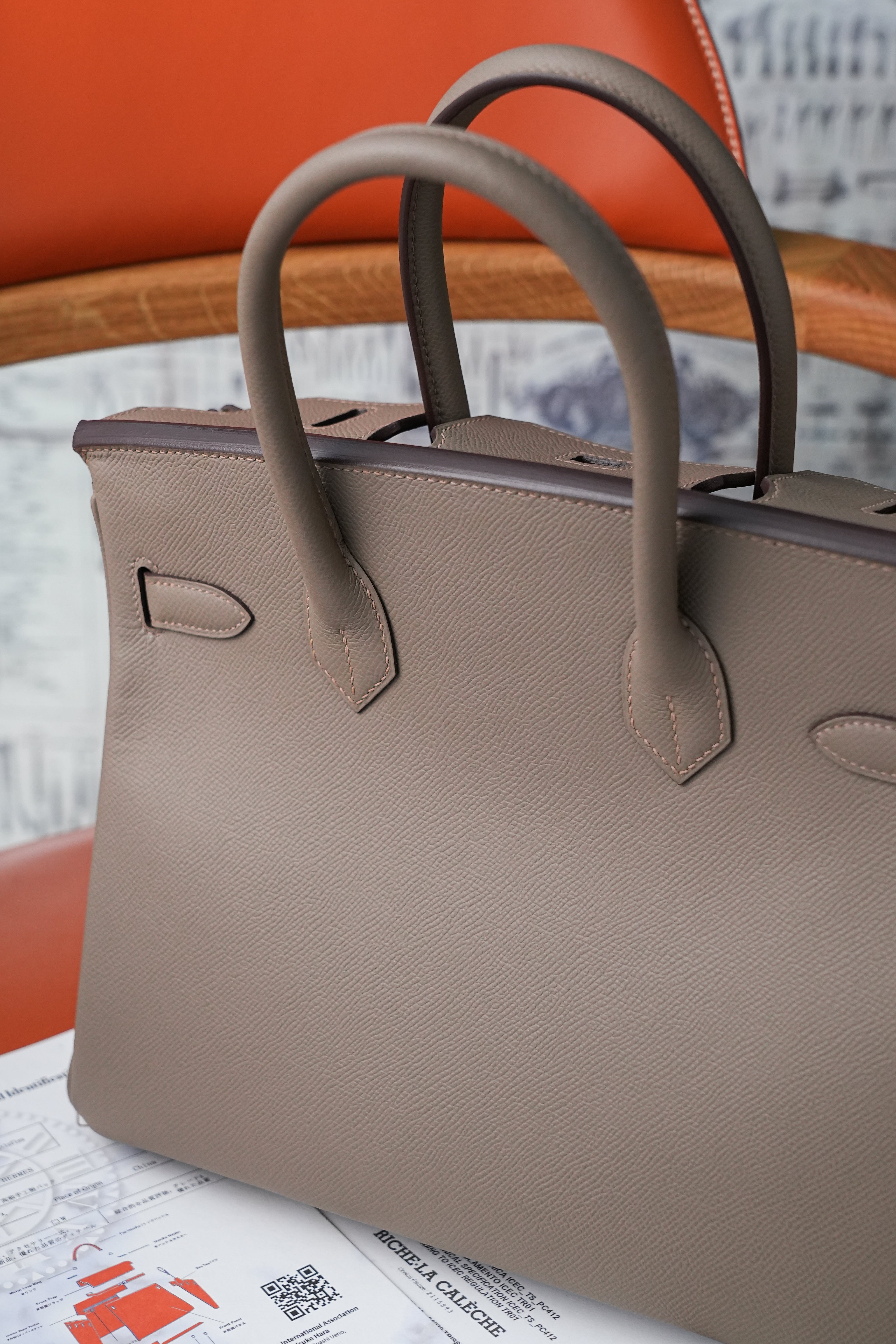 Birkin- All Handmade Golden / Sliver Etoupe ep leather