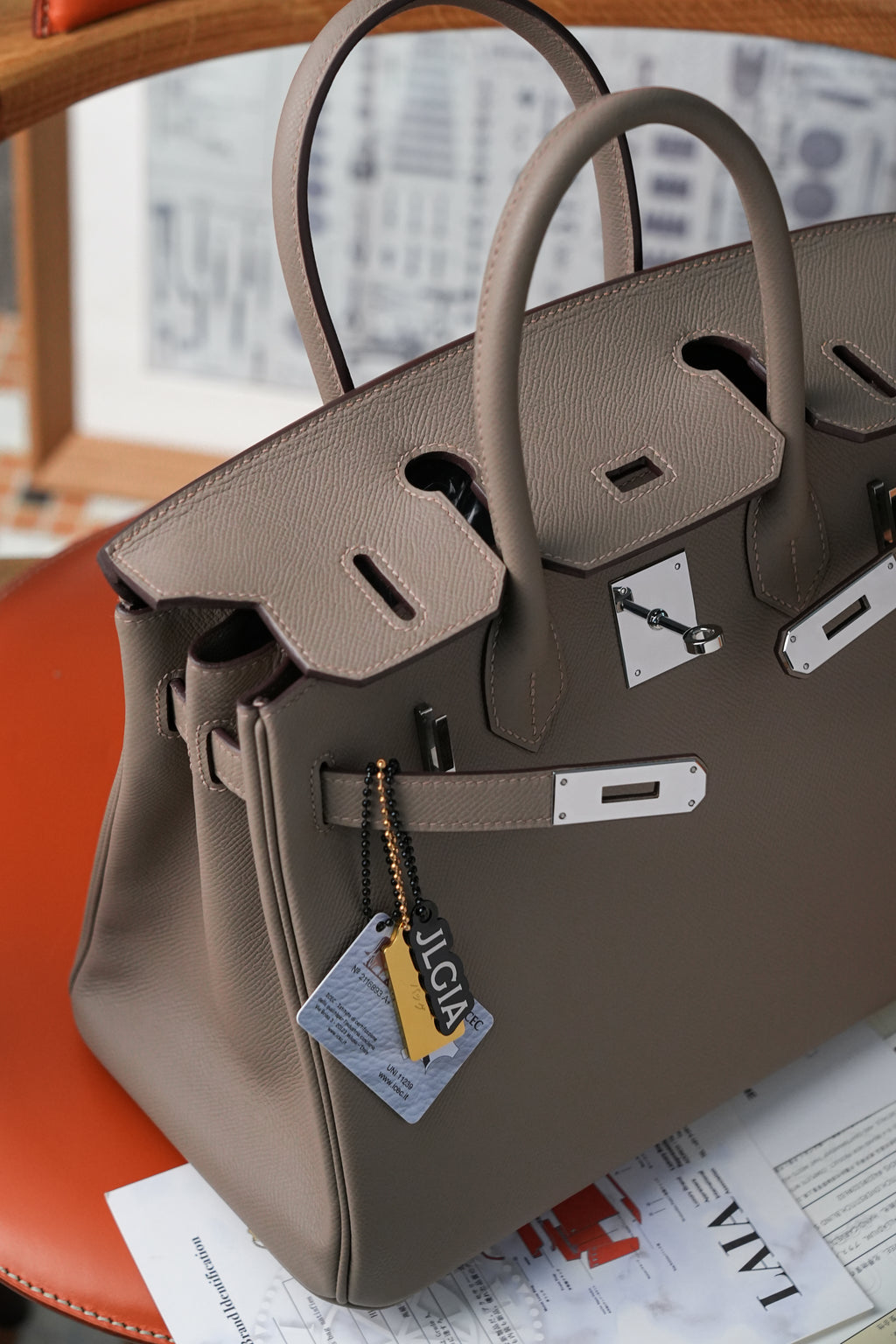 Birkin- All Handmade Golden / Sliver Etoupe ep leather